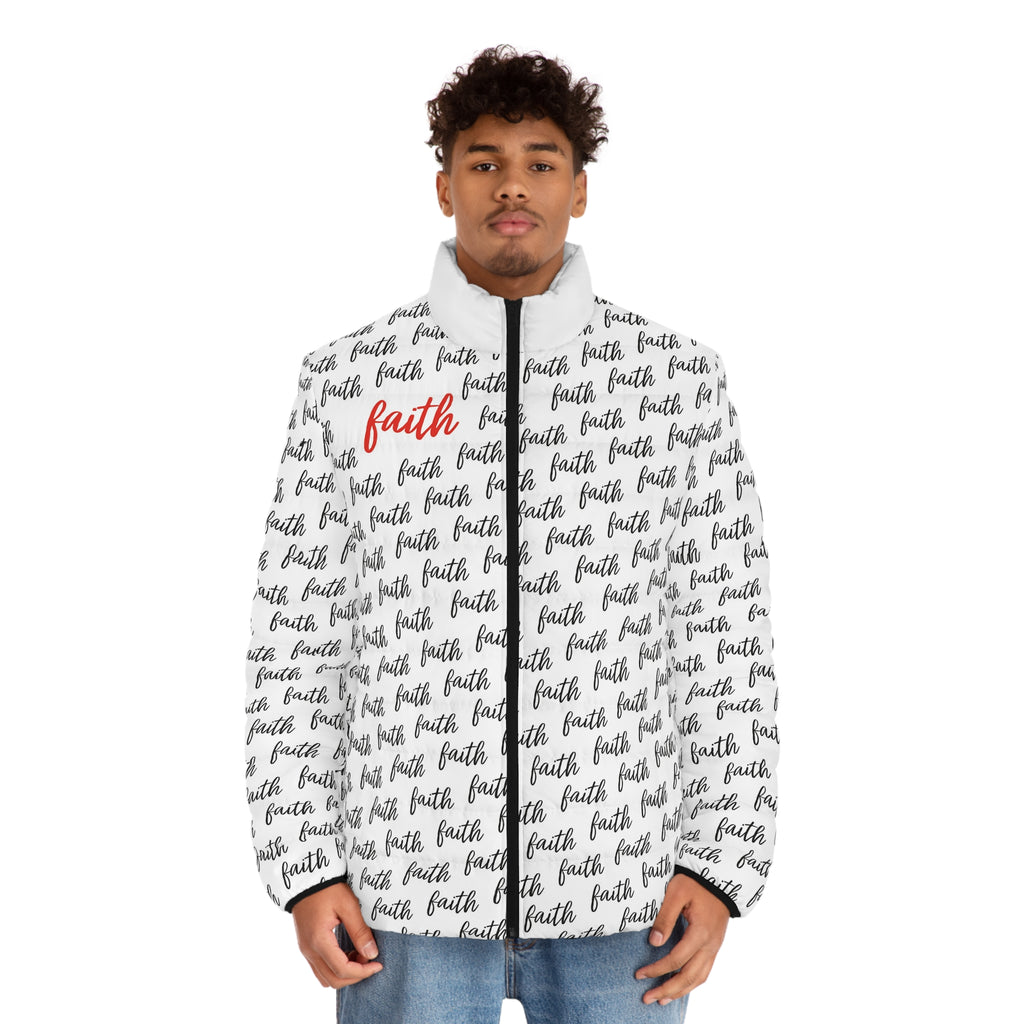 Men’s Faith‑Print Puffer Jacket