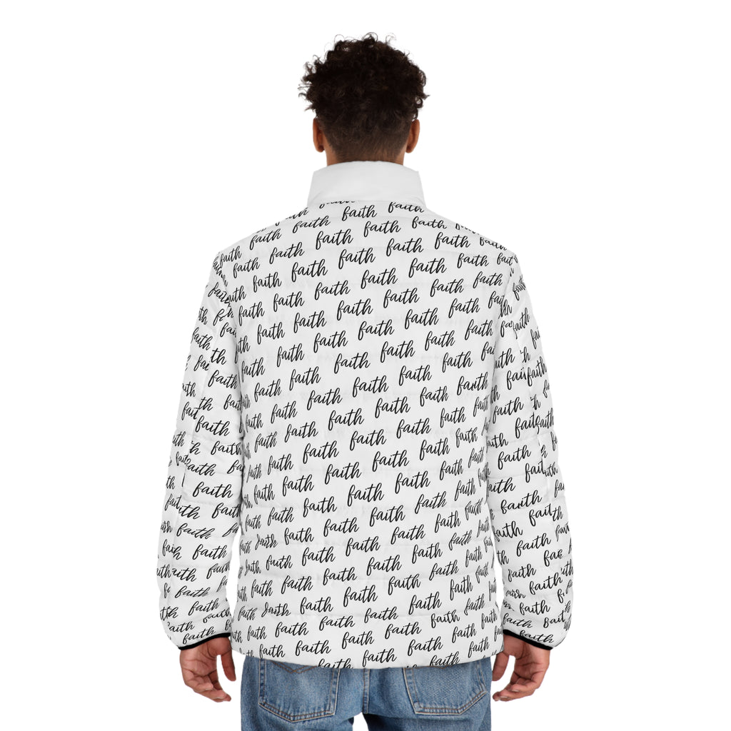 Men’s Faith‑Print Puffer Jacket
