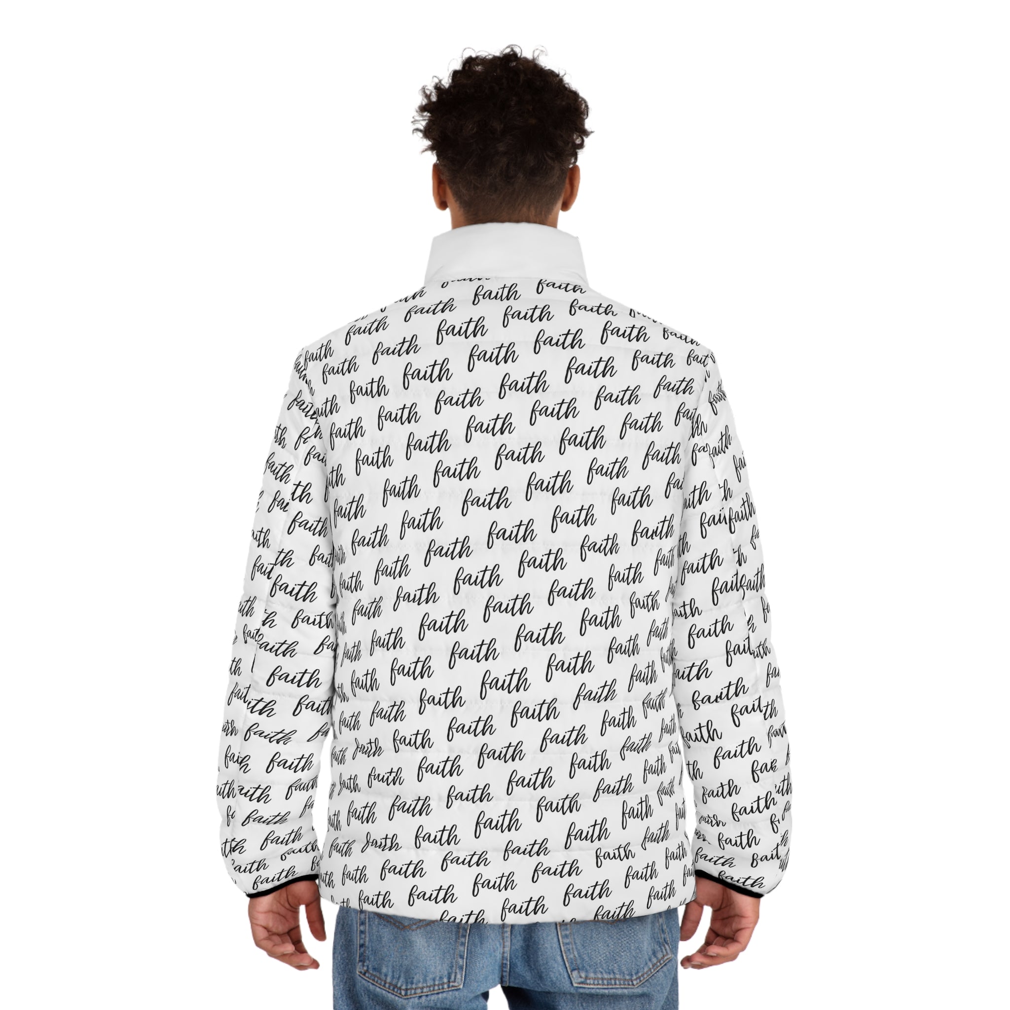Men’s Faith‑Print Puffer Jacket