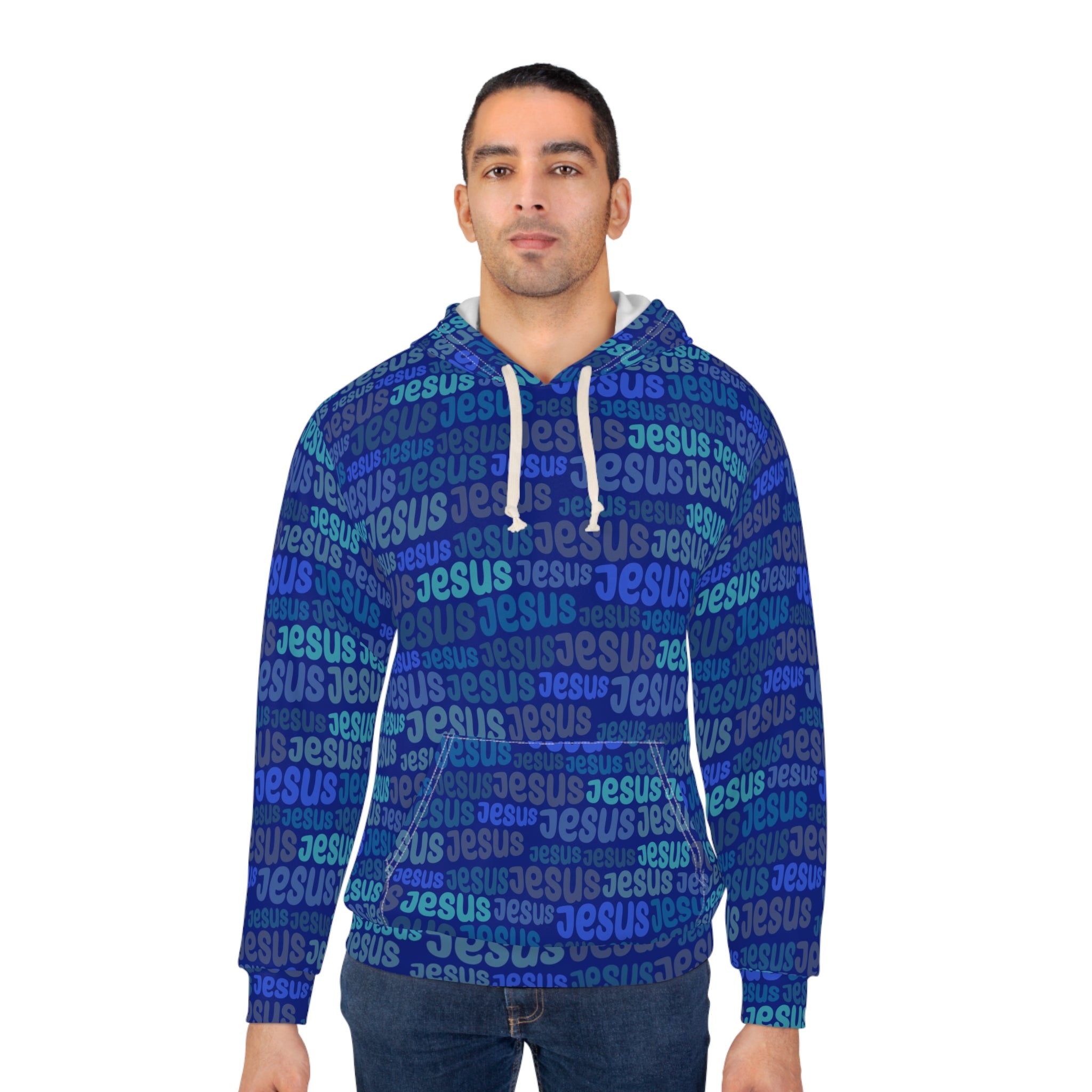 Jesus Pattern Blue Unisex Hoodie