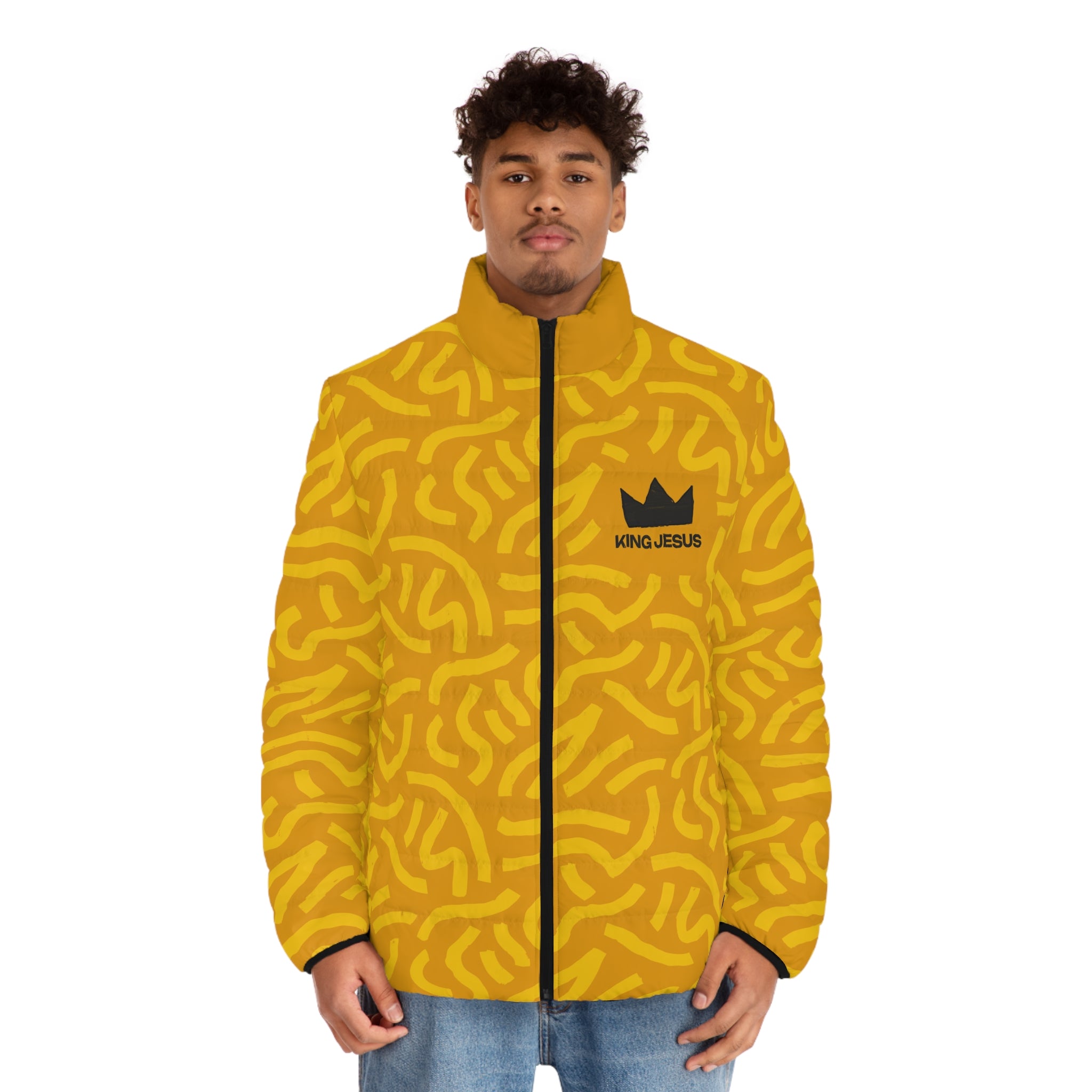 King Jesus Bold Yellow Puffer Jacket
