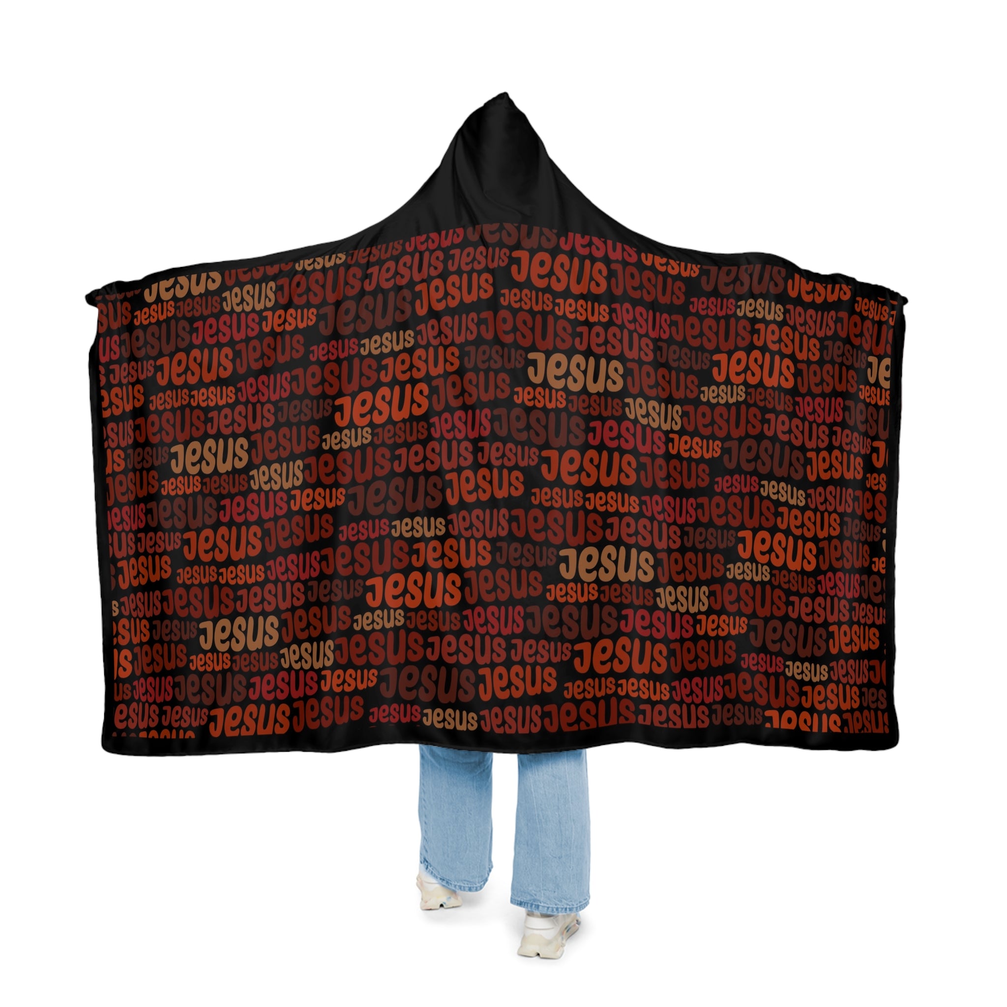 Jesus Pattern Hooded Snuggle Blanket