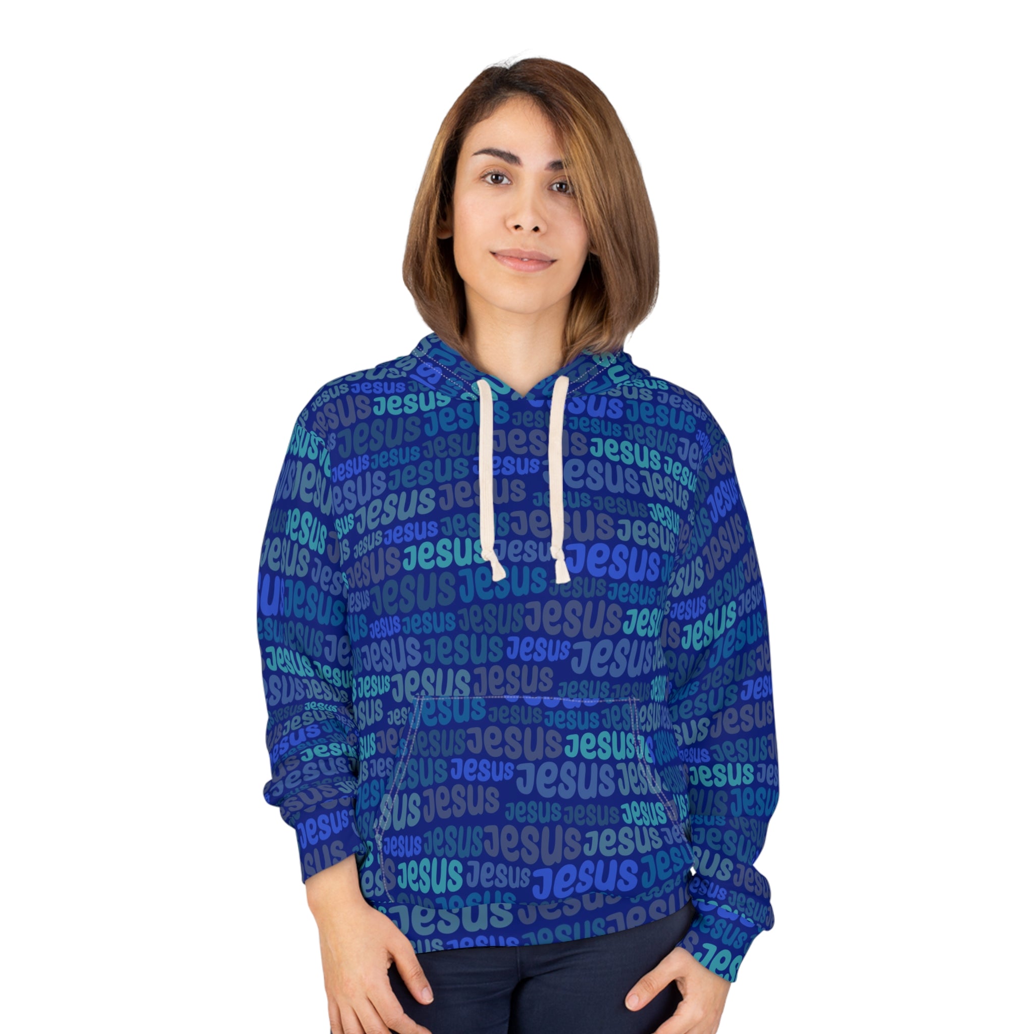 Jesus Pattern Blue Unisex Hoodie