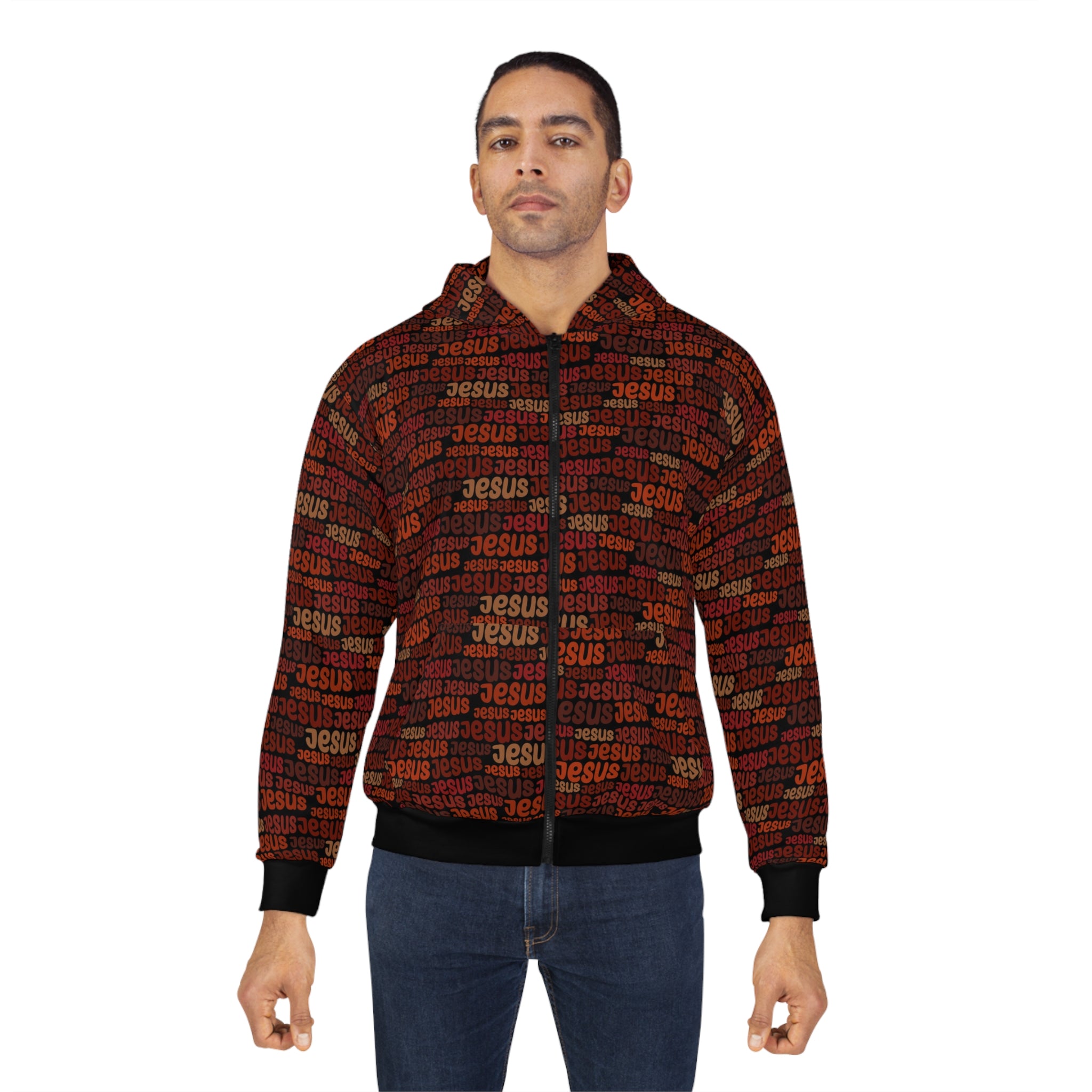 Jesus Pattern Unisex Zip Hoodie