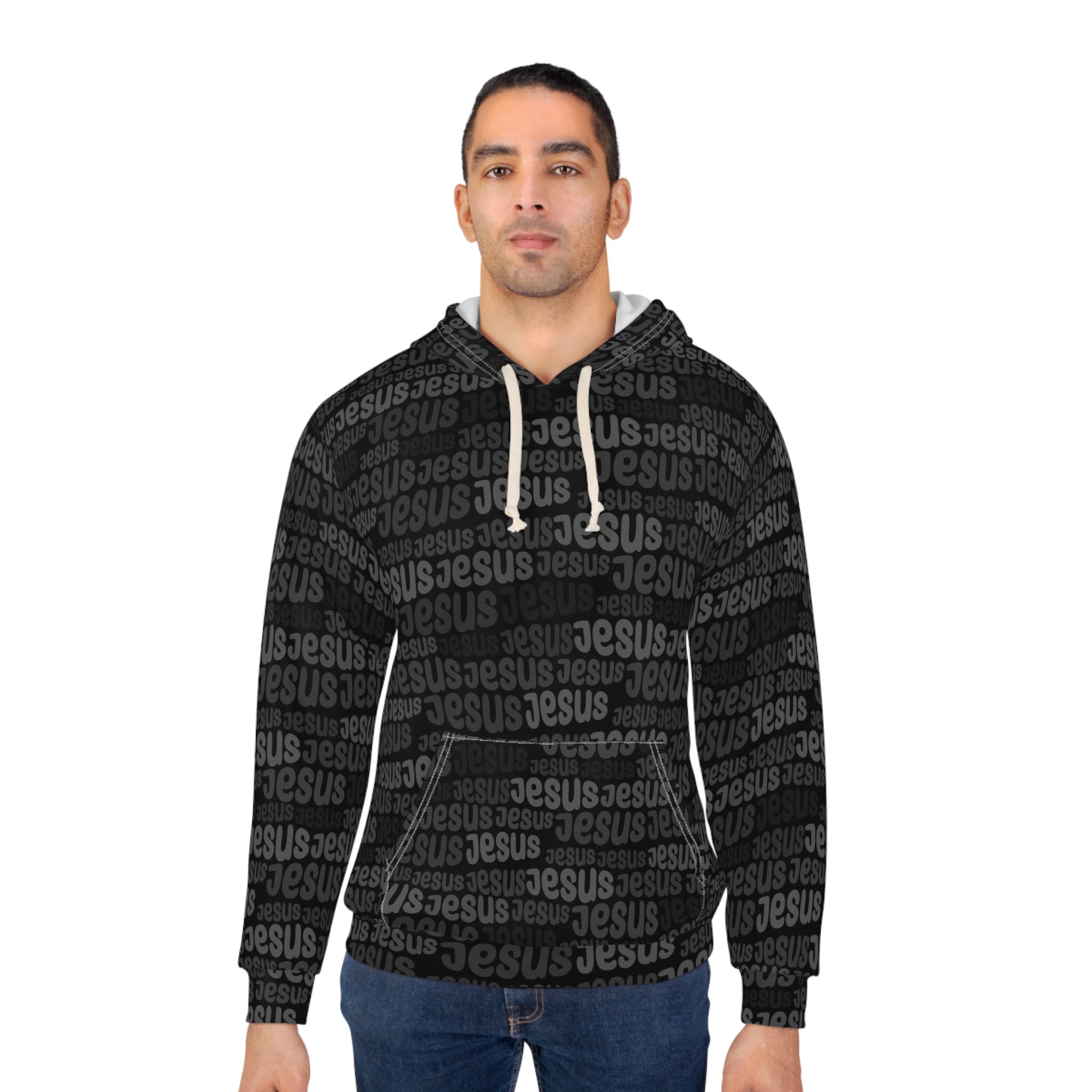 Jesus Black & White All-Over Print Hoodie