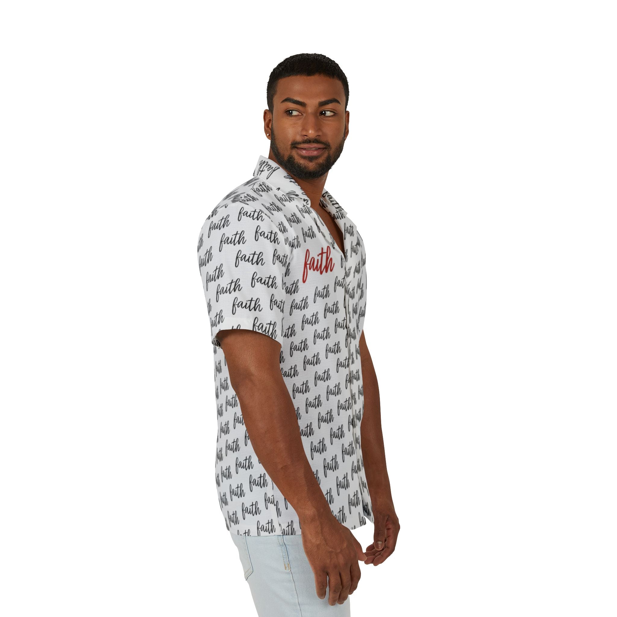 Men’s Faith Text Hawaiian Camp Shirt 