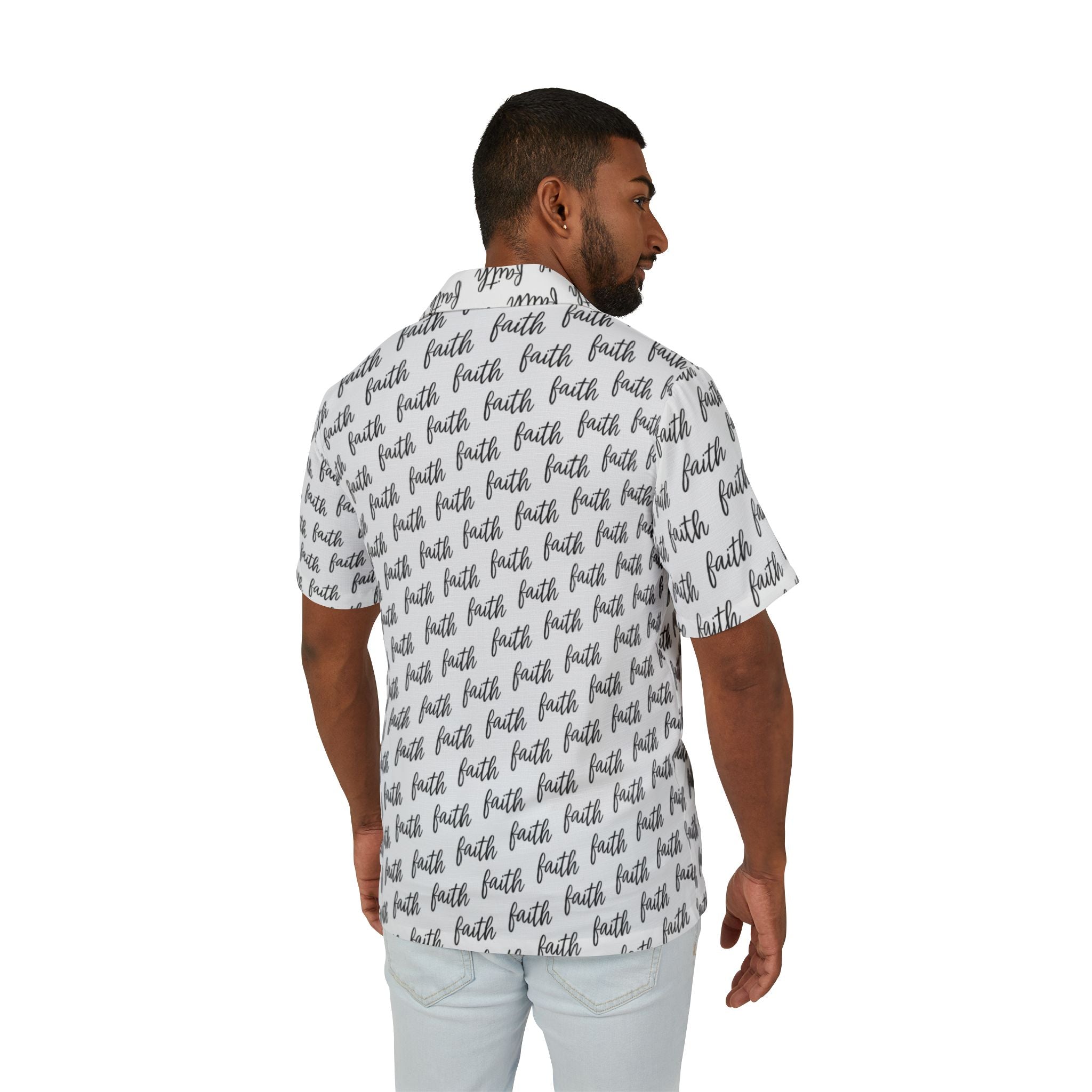 Men’s Faith Text Hawaiian Camp Shirt 