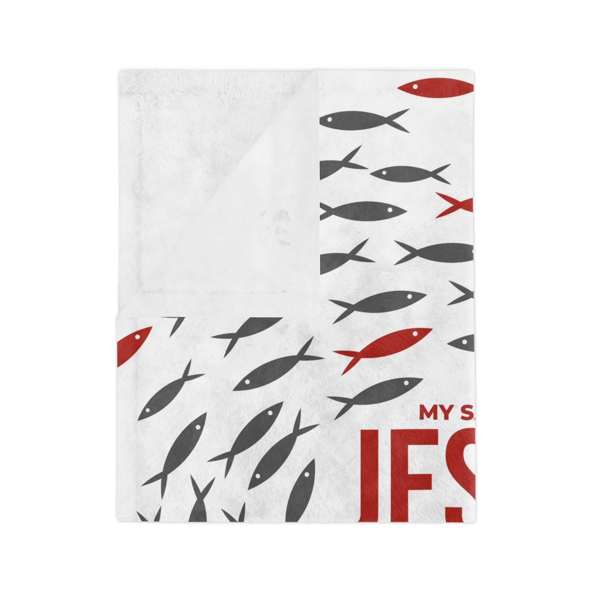 Jesus Christ Fish Pattern Velveteen Blanket