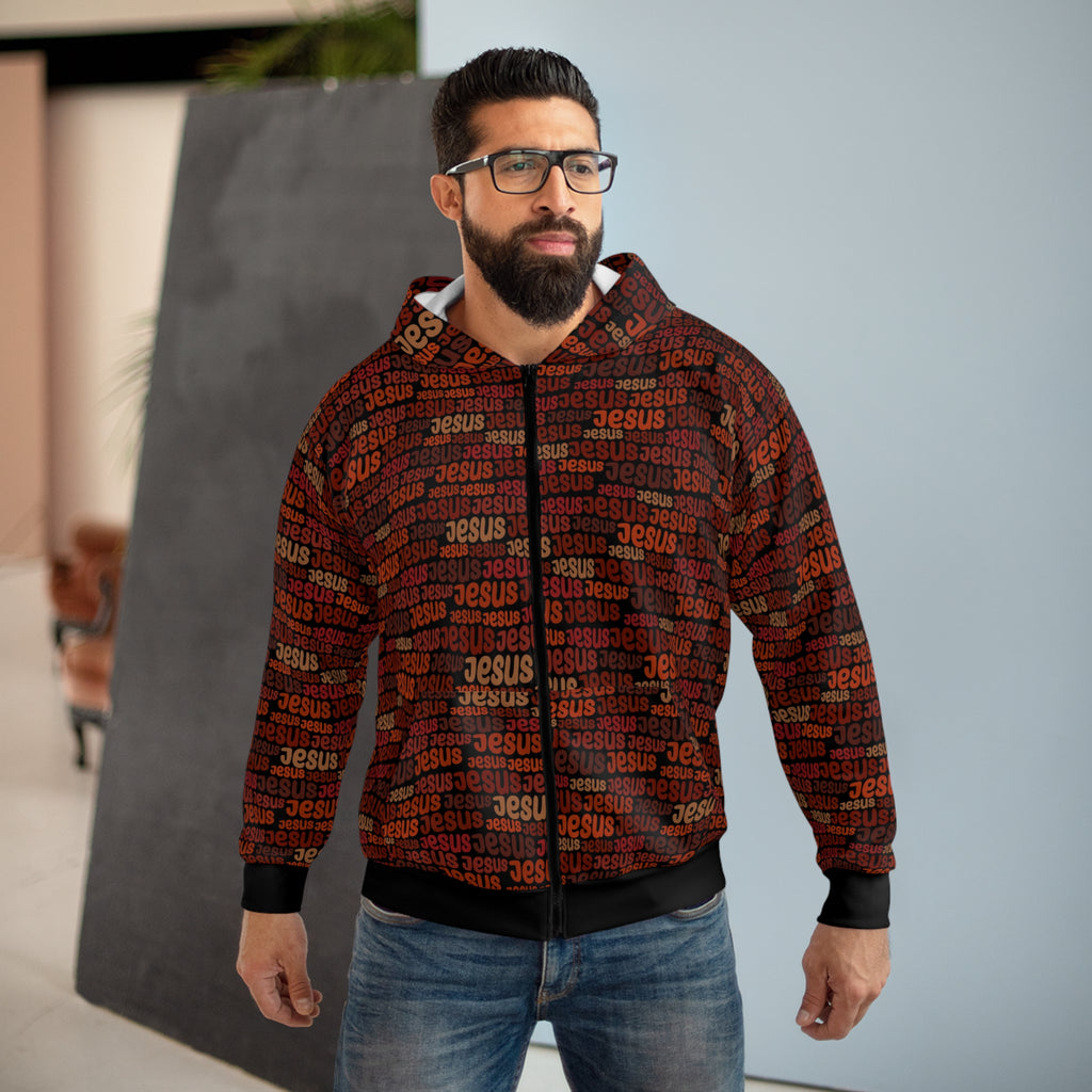 Jesus Pattern Unisex Zip Hoodie
