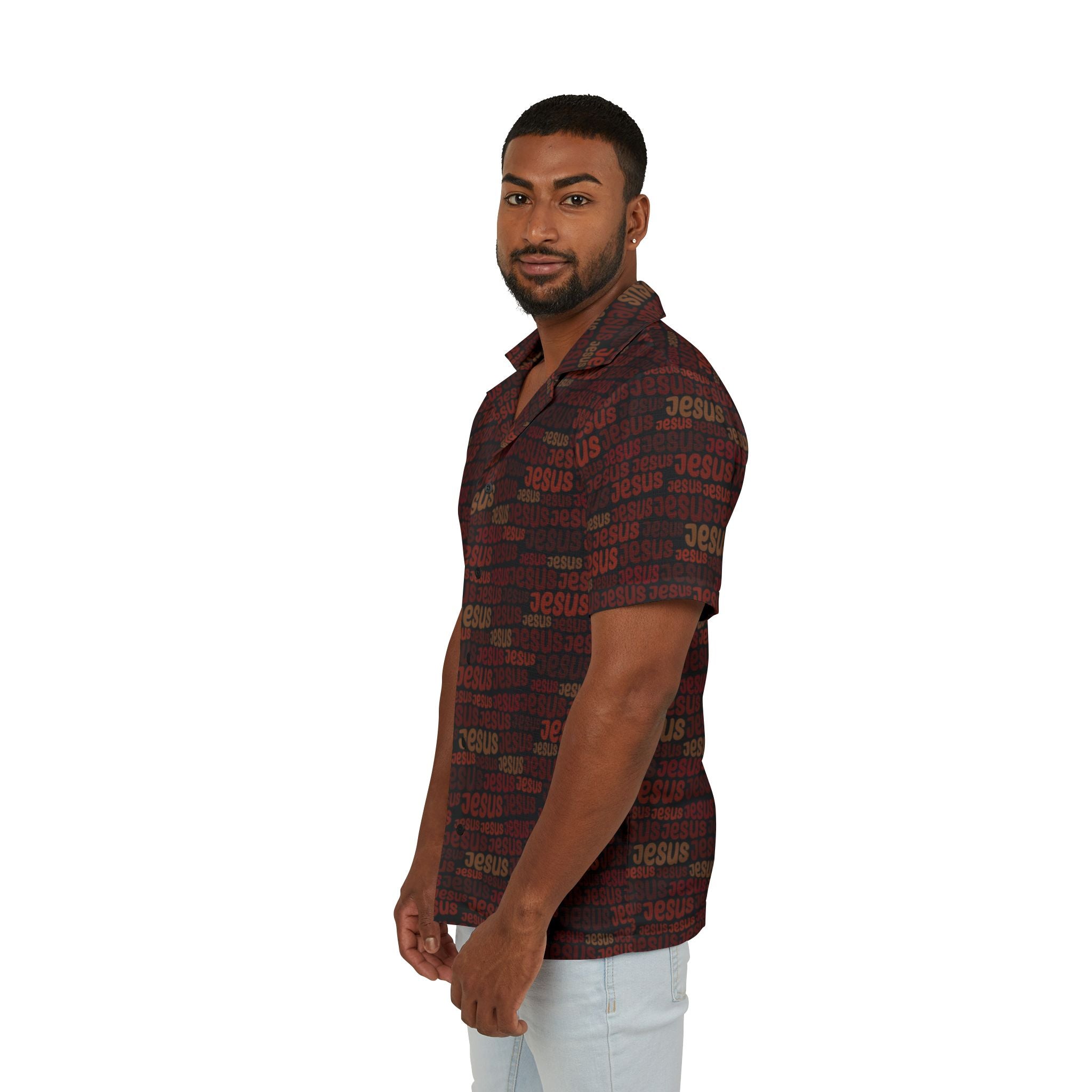 Men’s Jesus Pattern Hawaiian Camp Shirt