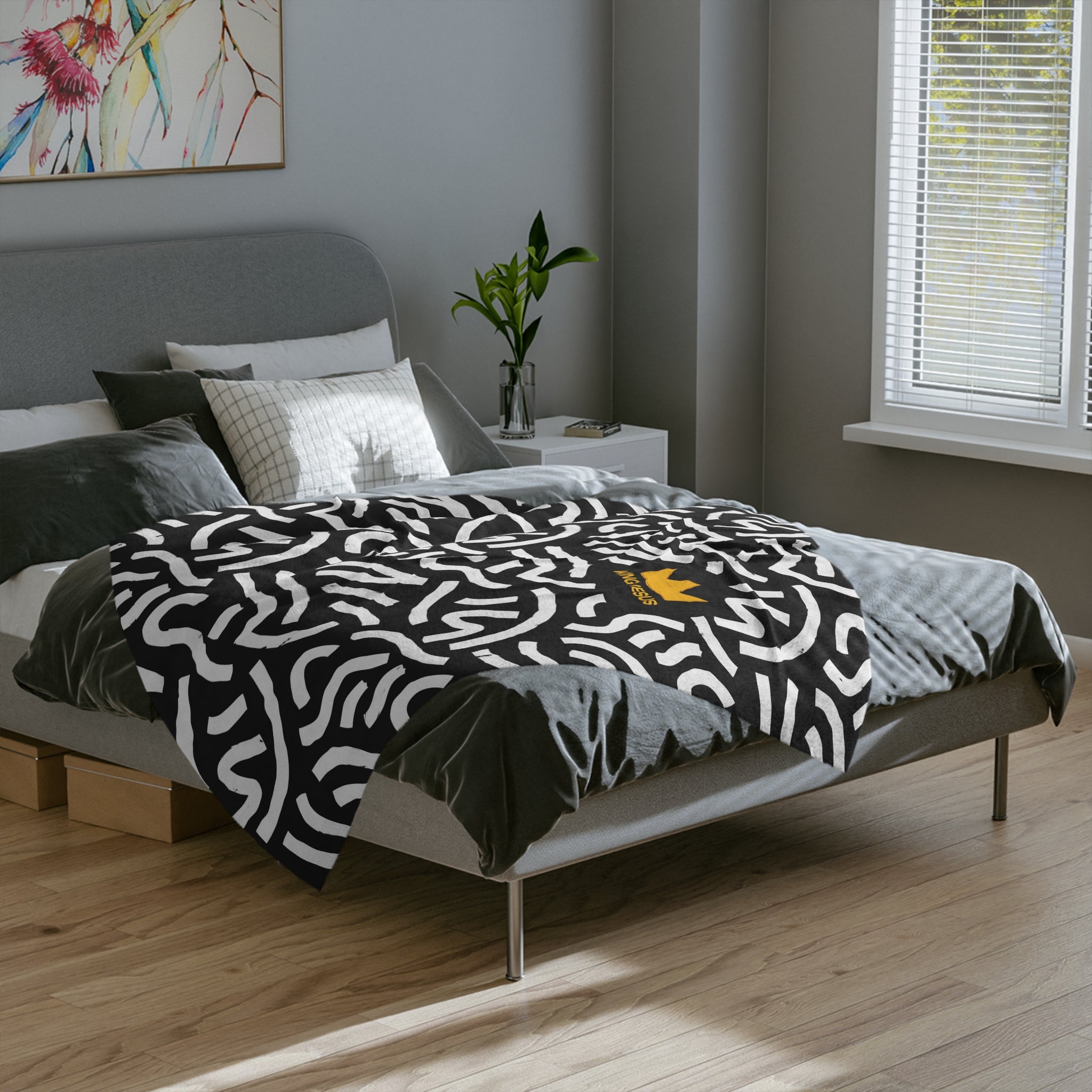Cozy Velveteen Microfiber Blanket - King Jesus Design