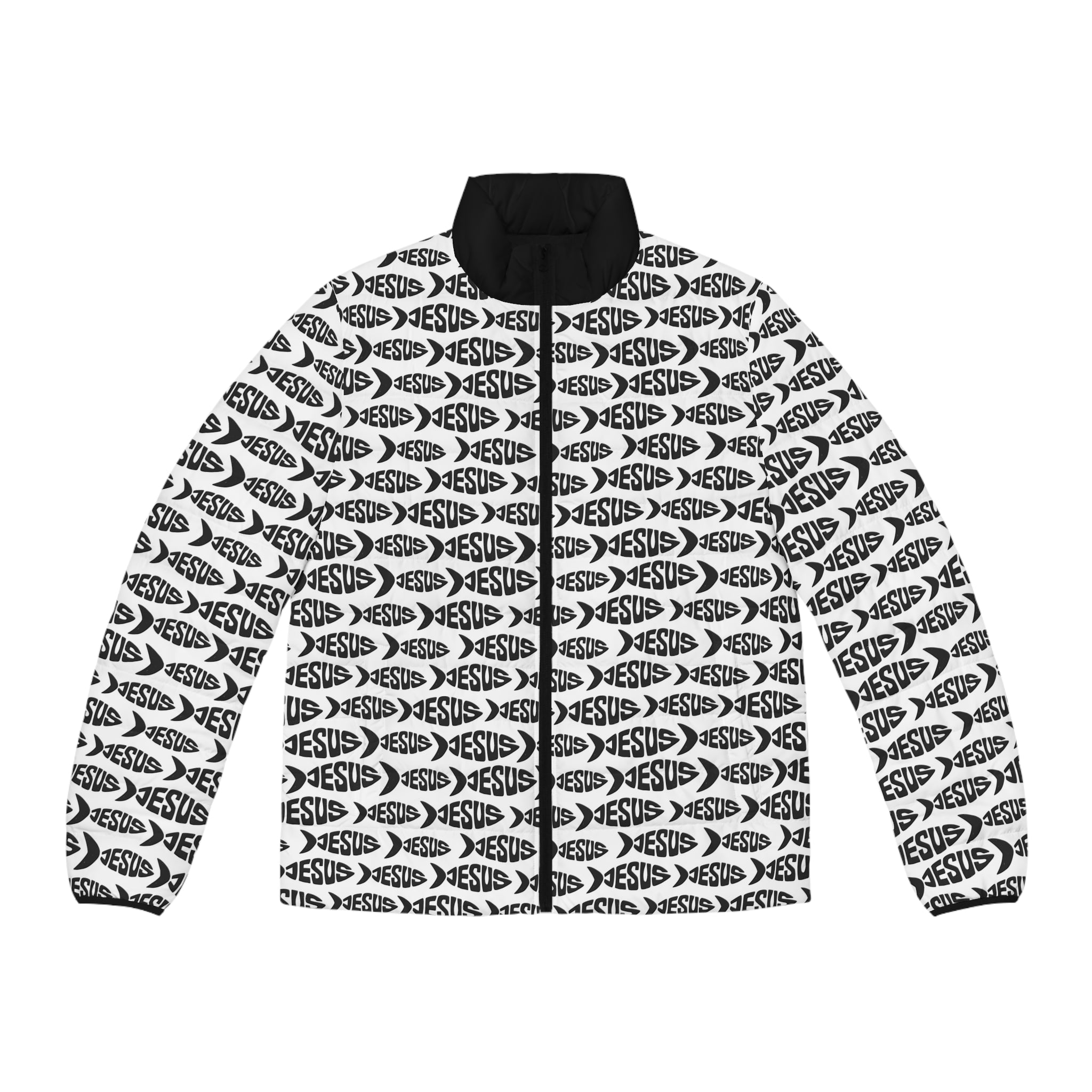 Jesus Fish All‑Over Print Men’s Puffer Jacket