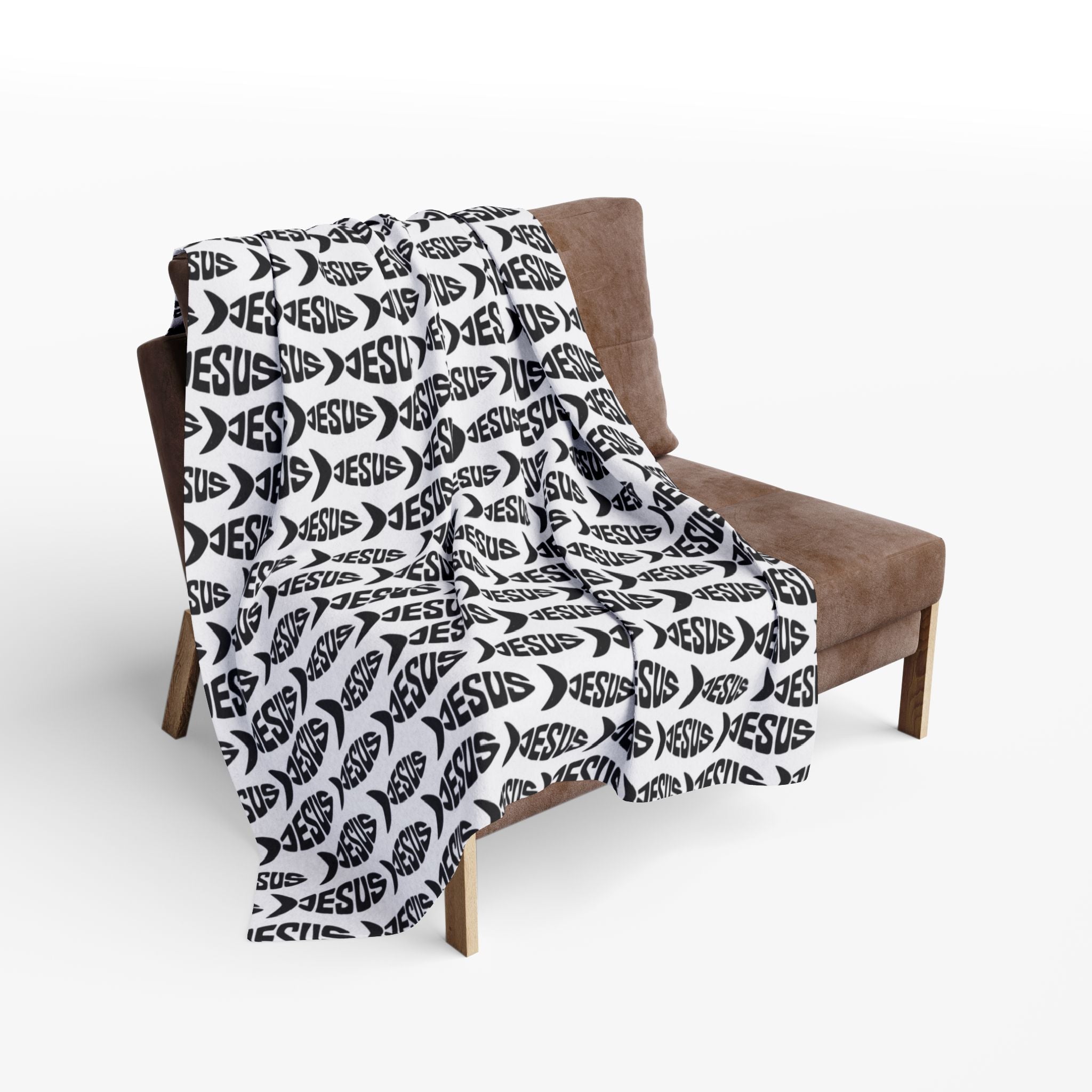 Cozy Arctic Fleece Blanket with Jesus Fish Pattern