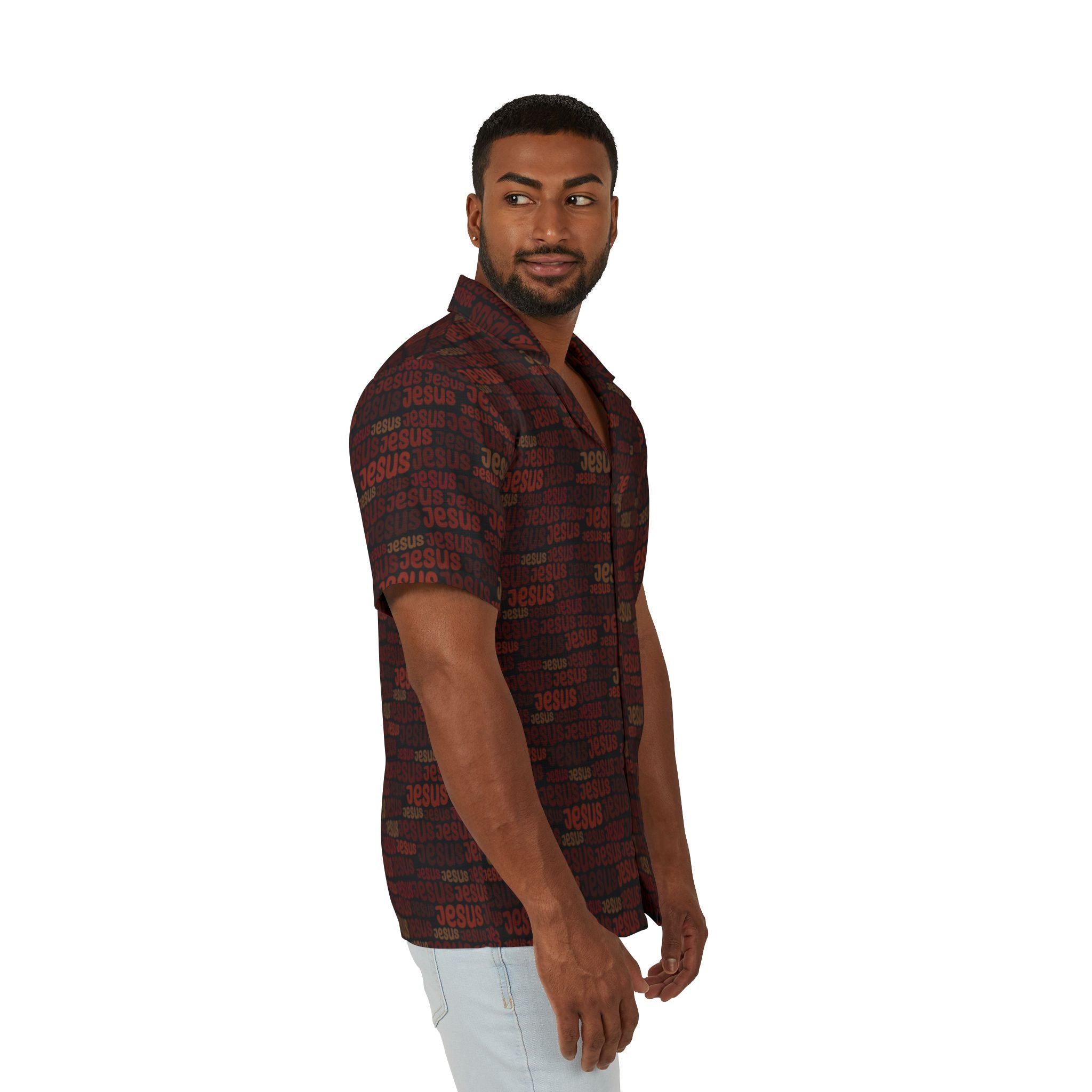 Men’s Jesus Pattern Hawaiian Camp Shirt