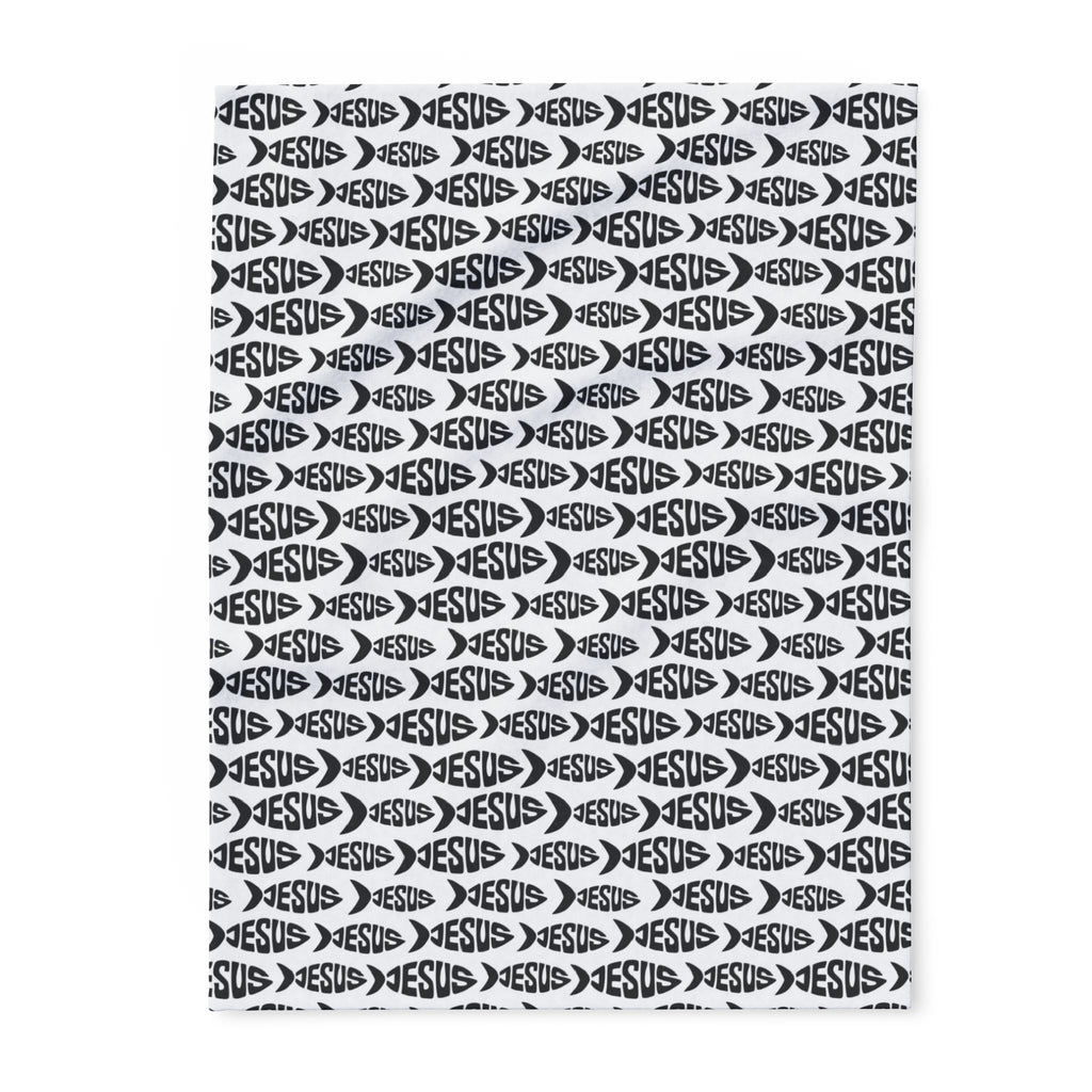 Cozy Arctic Fleece Blanket with Jesus Fish Pattern