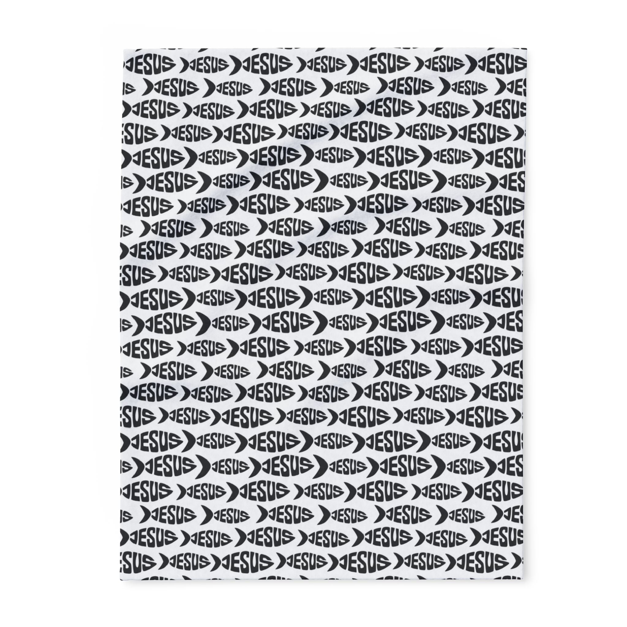 Cozy Arctic Fleece Blanket with Jesus Fish Pattern