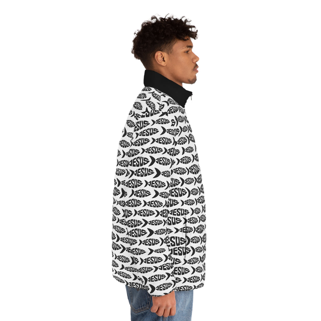 Jesus Fish All‑Over Print Men’s Puffer Jacket
