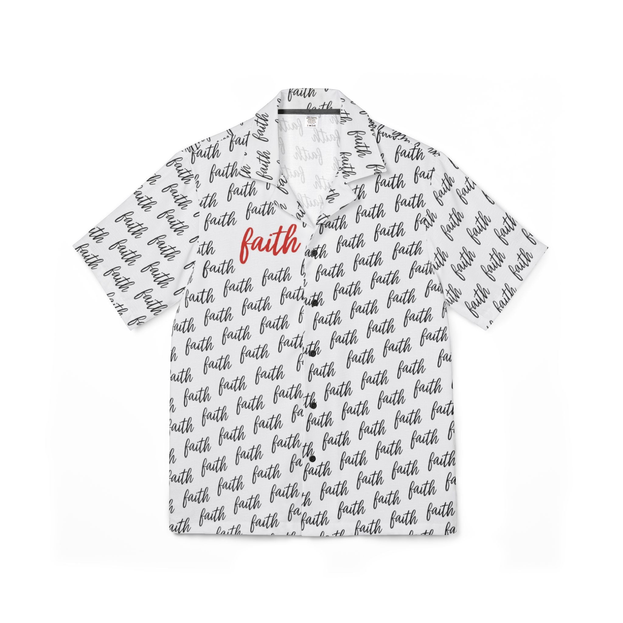 Men’s Faith Text Hawaiian Camp Shirt 