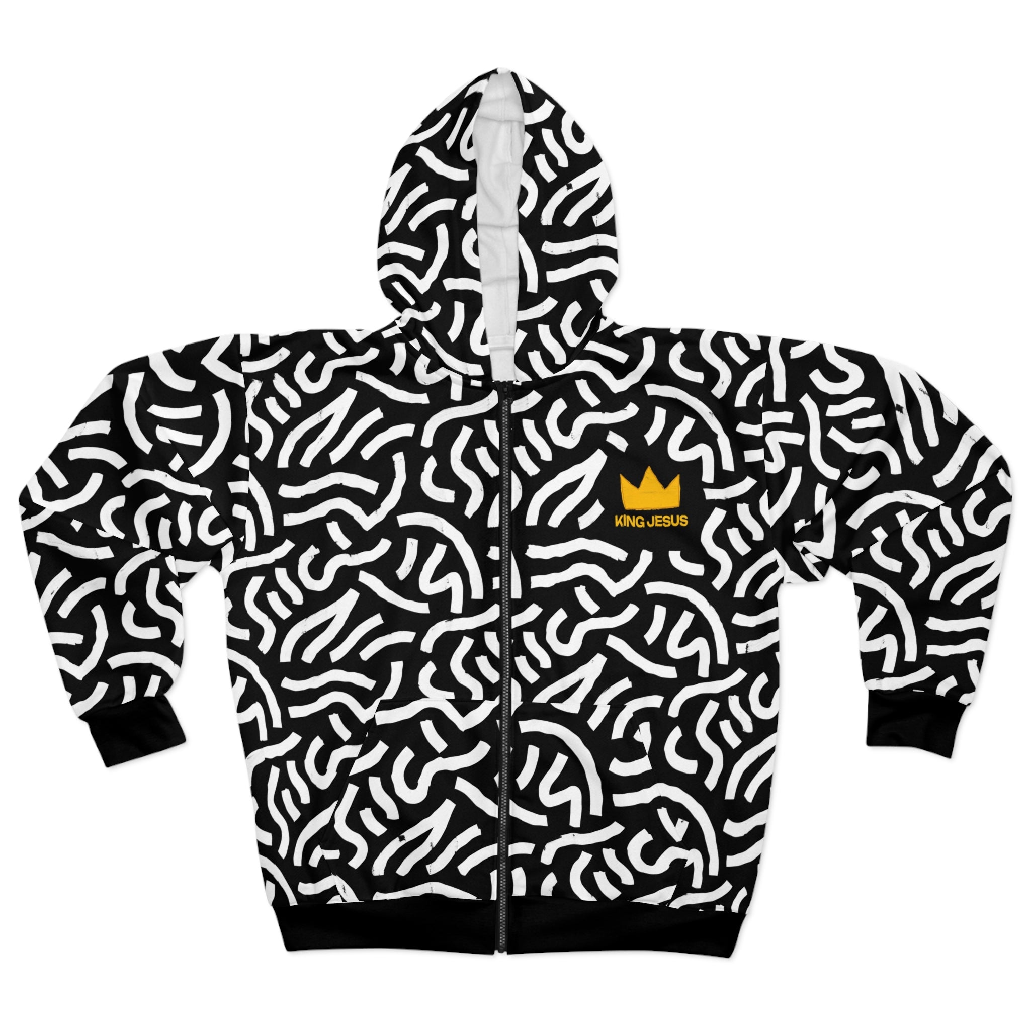 King Jesus Unisex Zip Hoodie | Trendy Abstract Faith Design