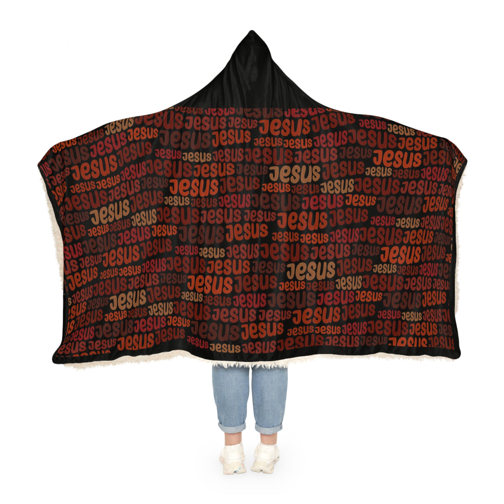 Jesus Pattern Hooded Snuggle Blanket