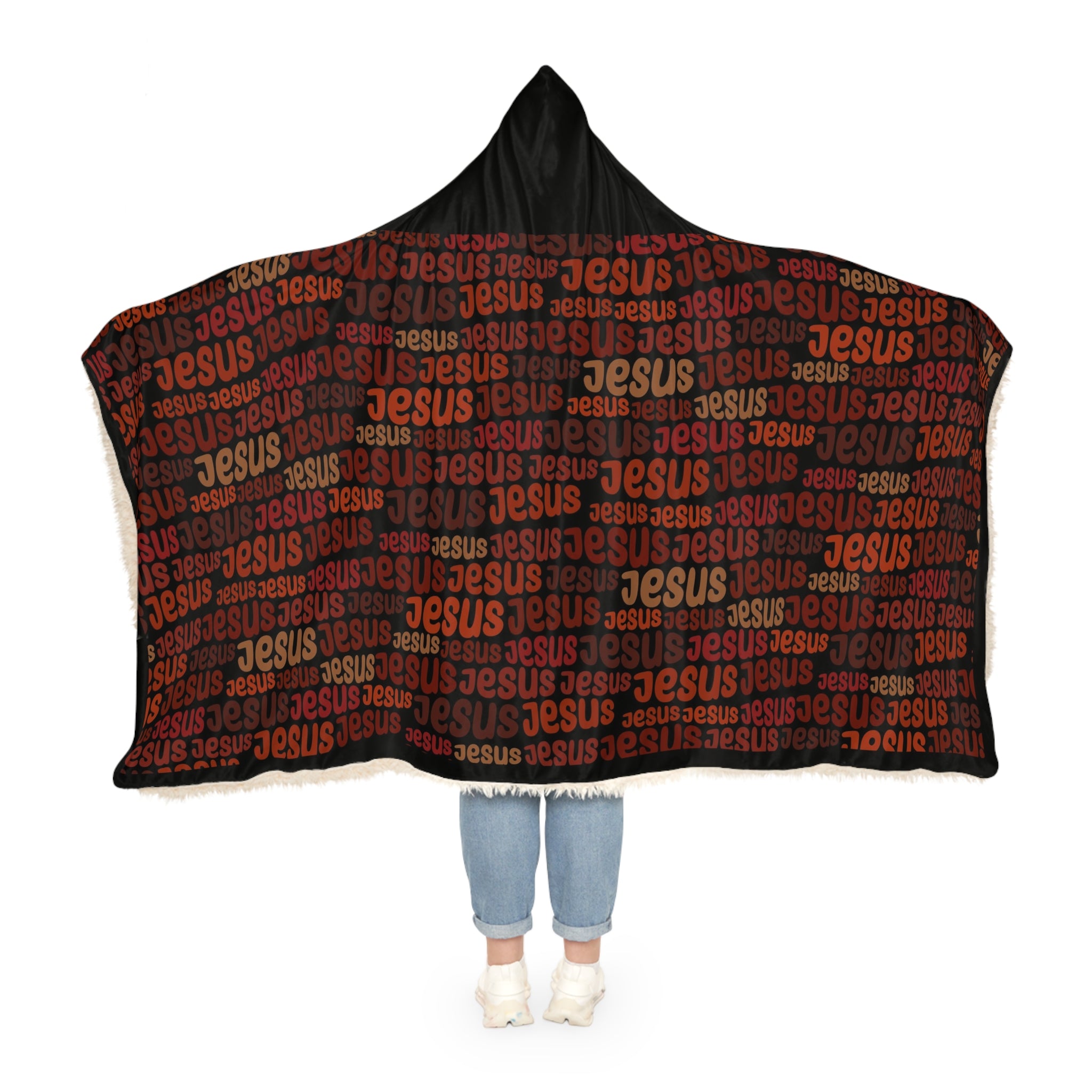 Jesus Pattern Hooded Snuggle Blanket