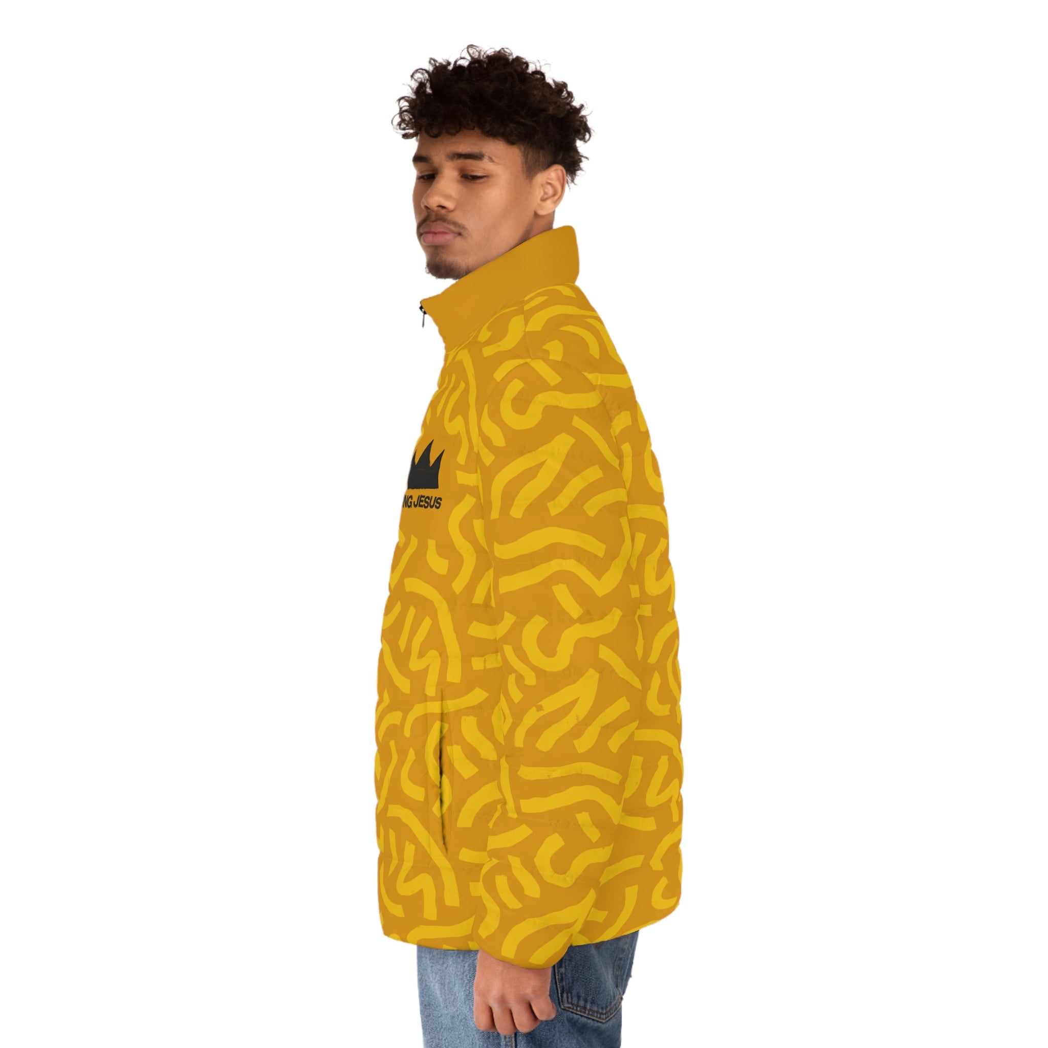 King Jesus Bold Yellow Puffer Jacket