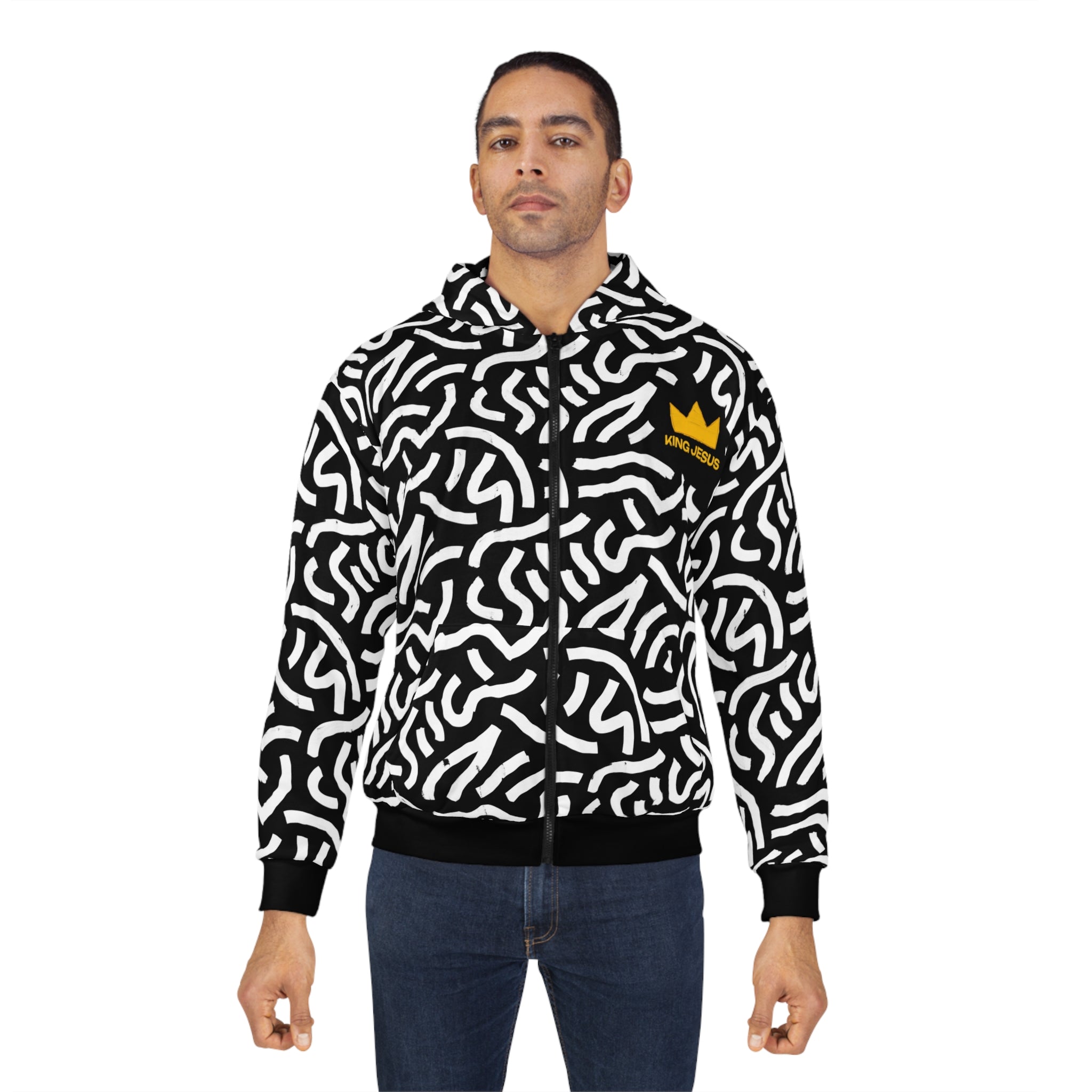 King Jesus Unisex Zip Hoodie | Trendy Abstract Faith Design