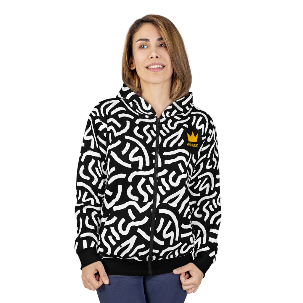 King Jesus Unisex Zip Hoodie | Trendy Abstract Faith Design