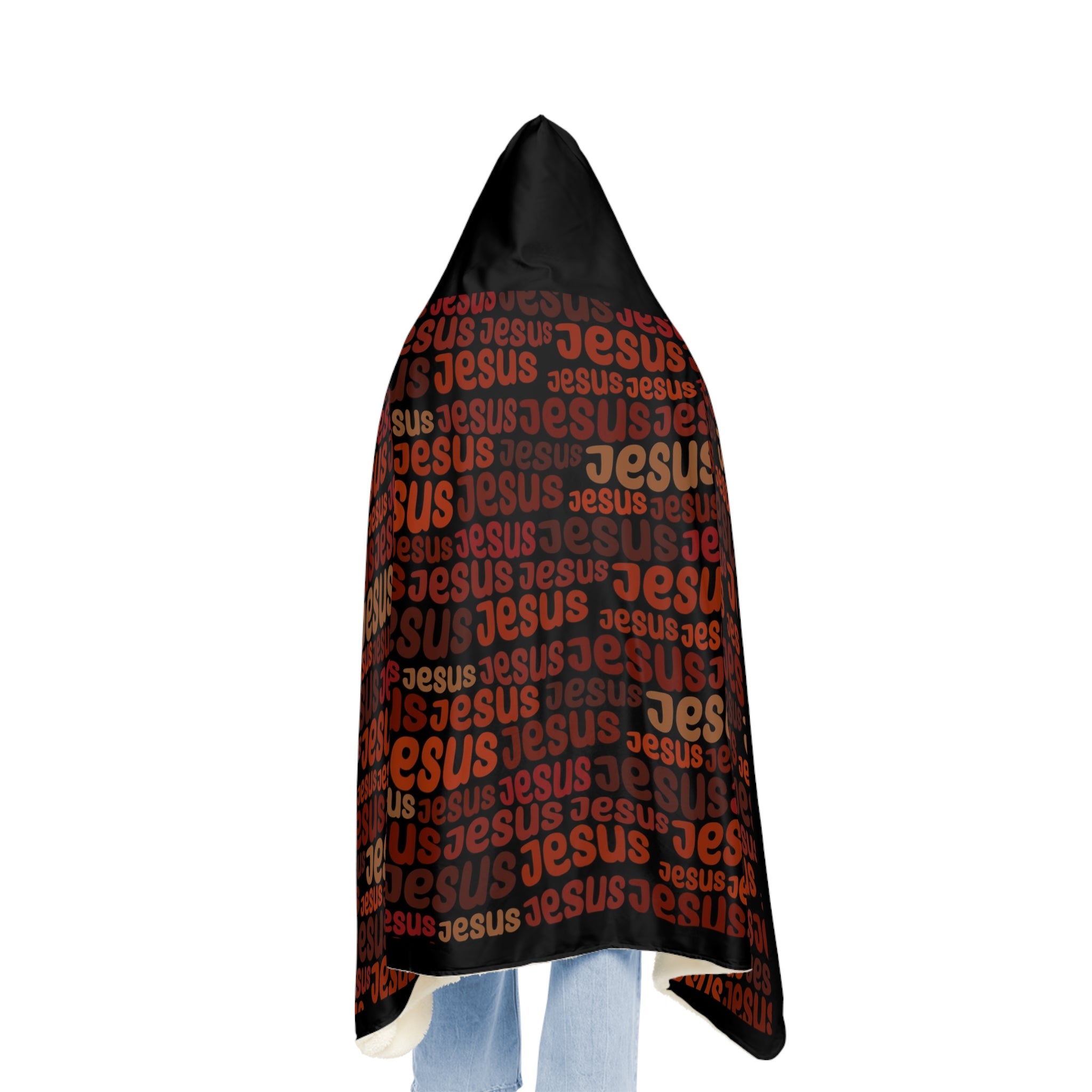 Jesus Pattern Hooded Snuggle Blanket