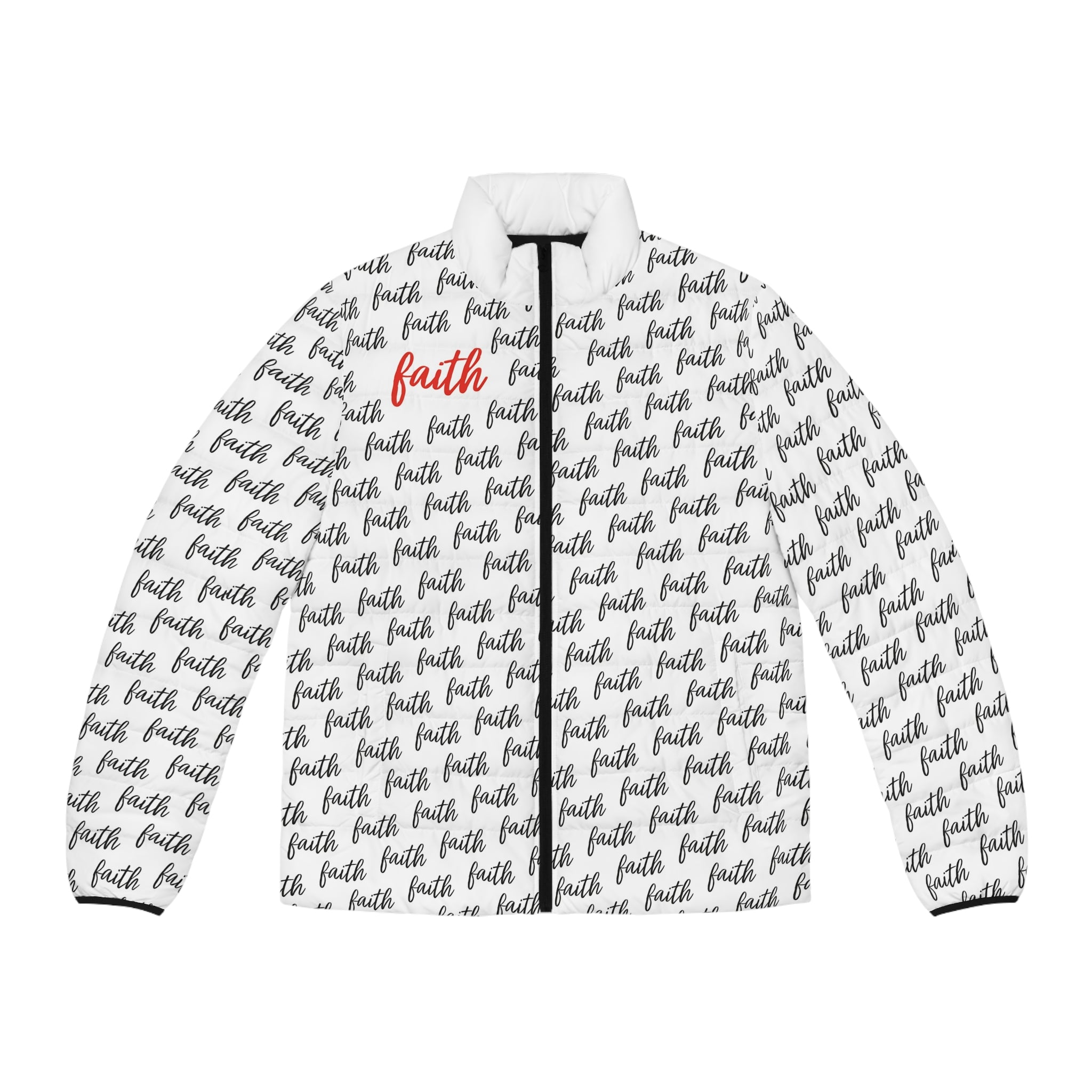 Men’s Faith‑Print Puffer Jacket
