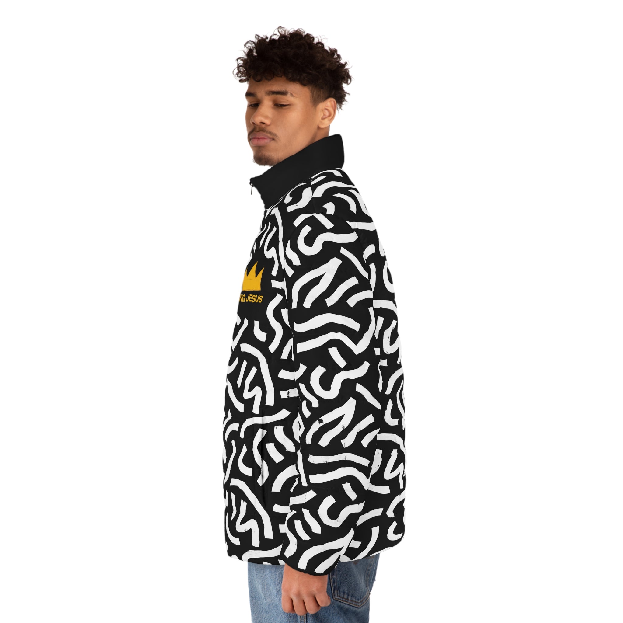 King Jesus All‑Over Print Men’s Puffer Jacket