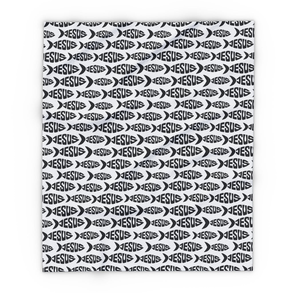 Cozy Arctic Fleece Blanket with Jesus Fish Pattern