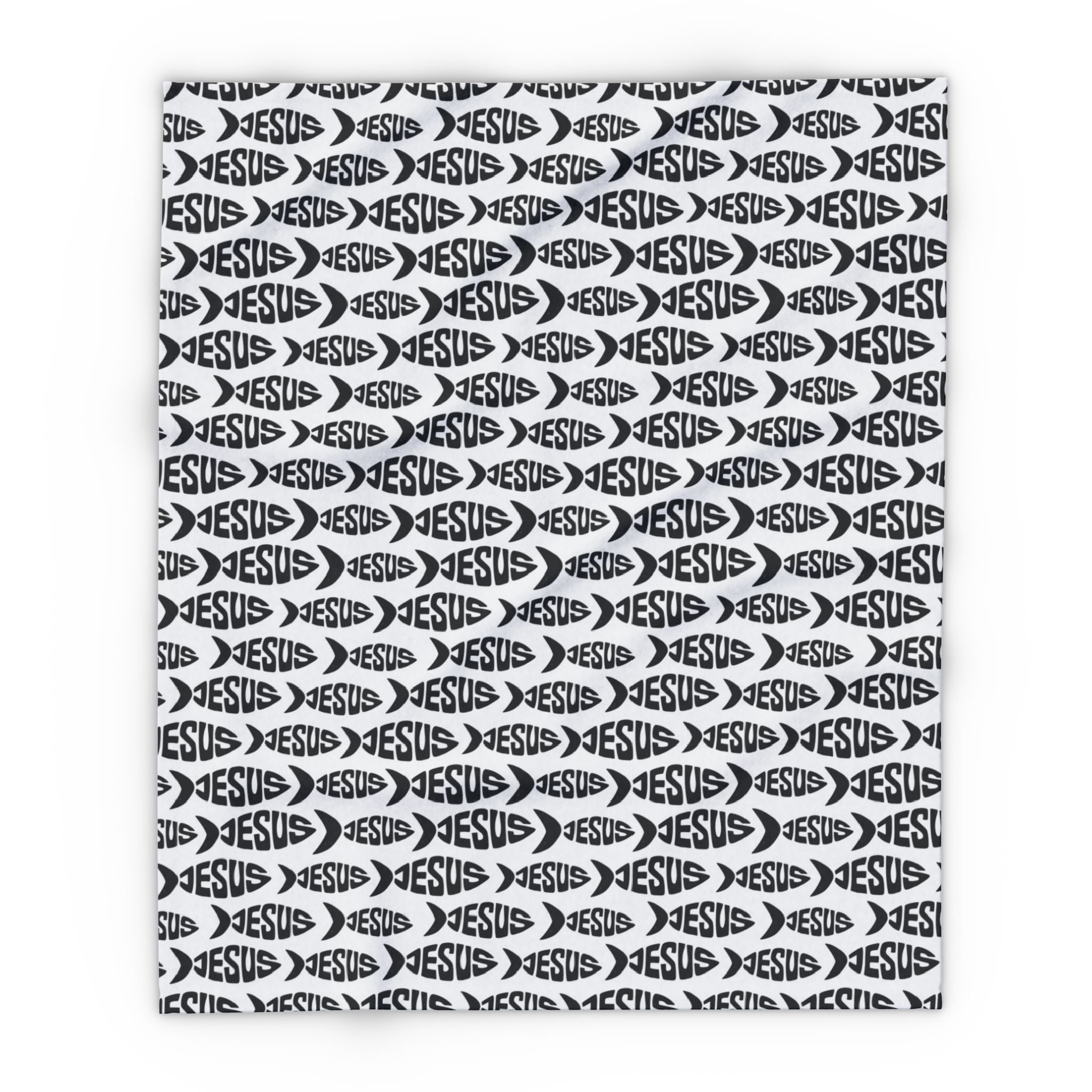 Cozy Arctic Fleece Blanket with Jesus Fish Pattern