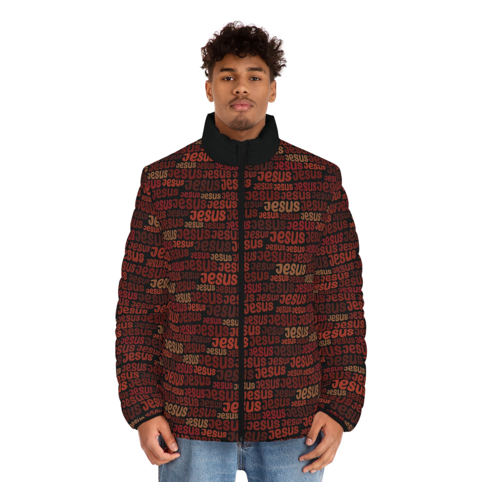 Jesus Pattern AOP Men’s Puffer Jacket