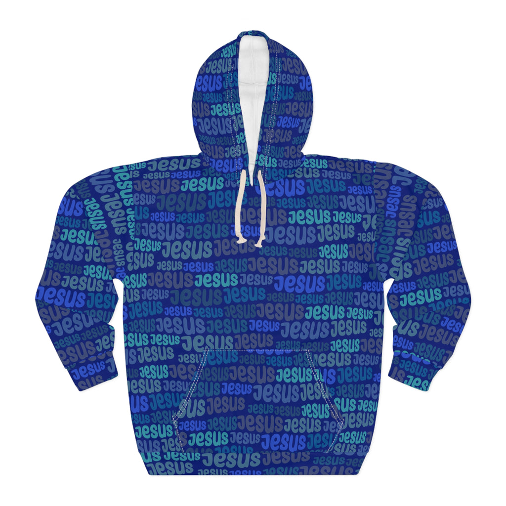 Jesus Pattern Blue Unisex Hoodie