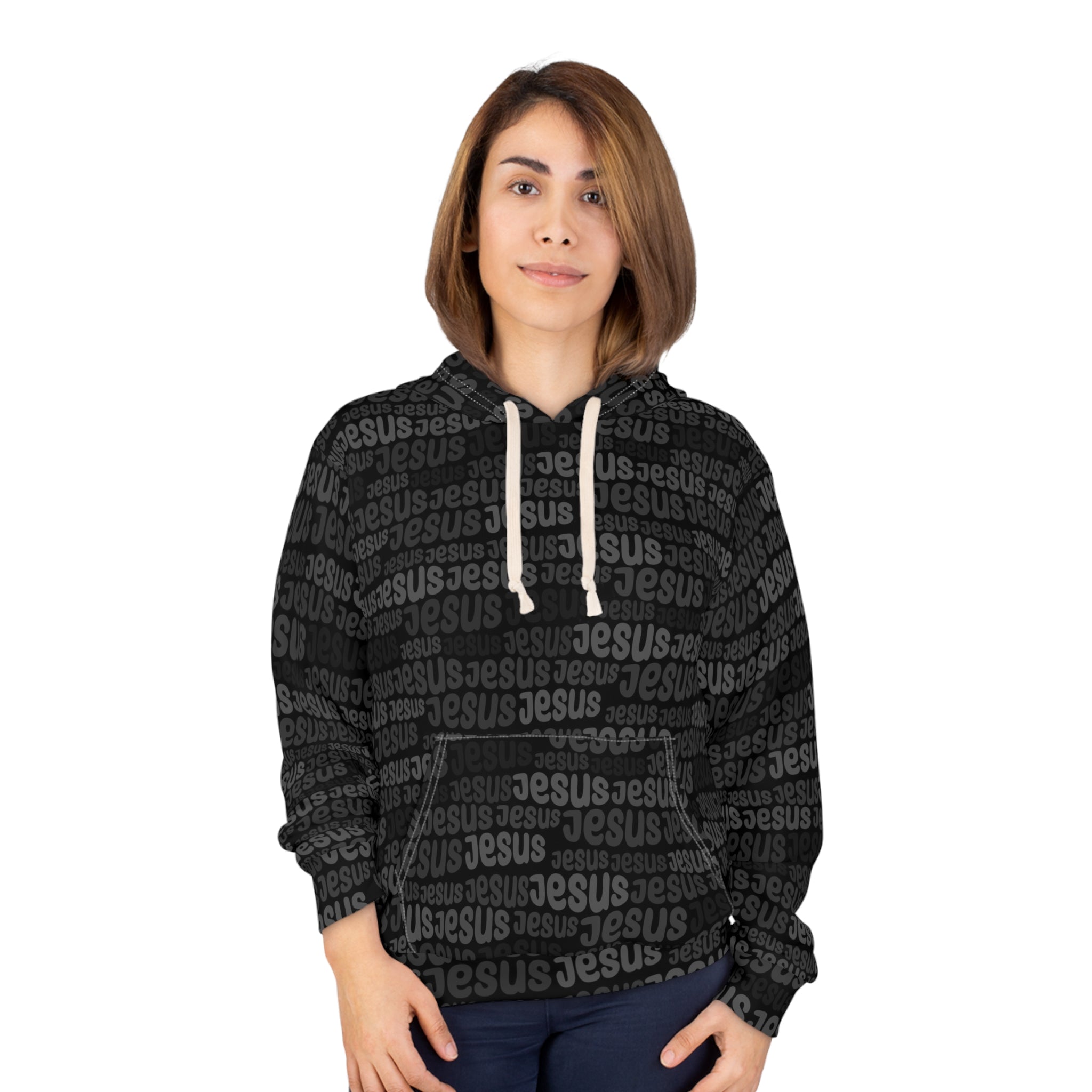 Jesus Black & White All-Over Print Hoodie