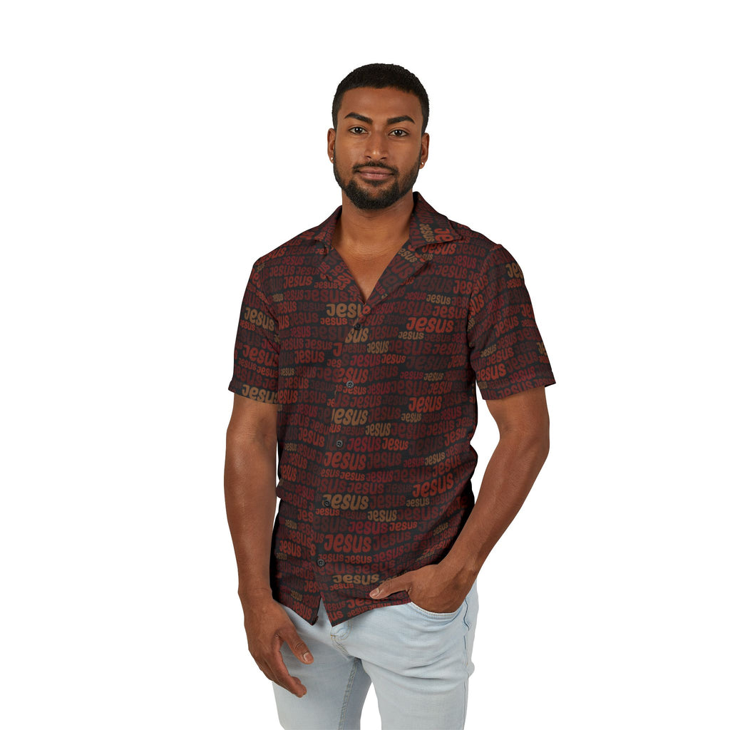 Men’s Jesus Pattern Hawaiian Camp Shirt
