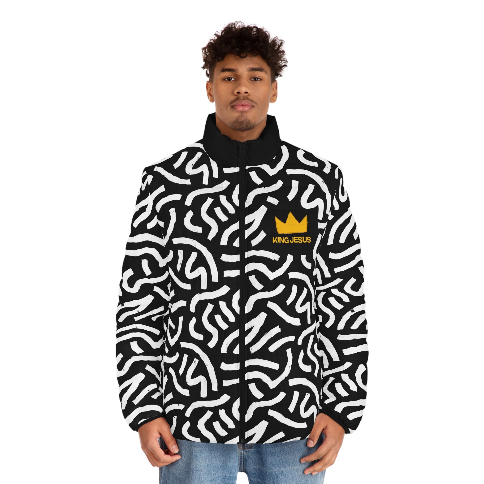 King Jesus All‑Over Print Men’s Puffer Jacket
