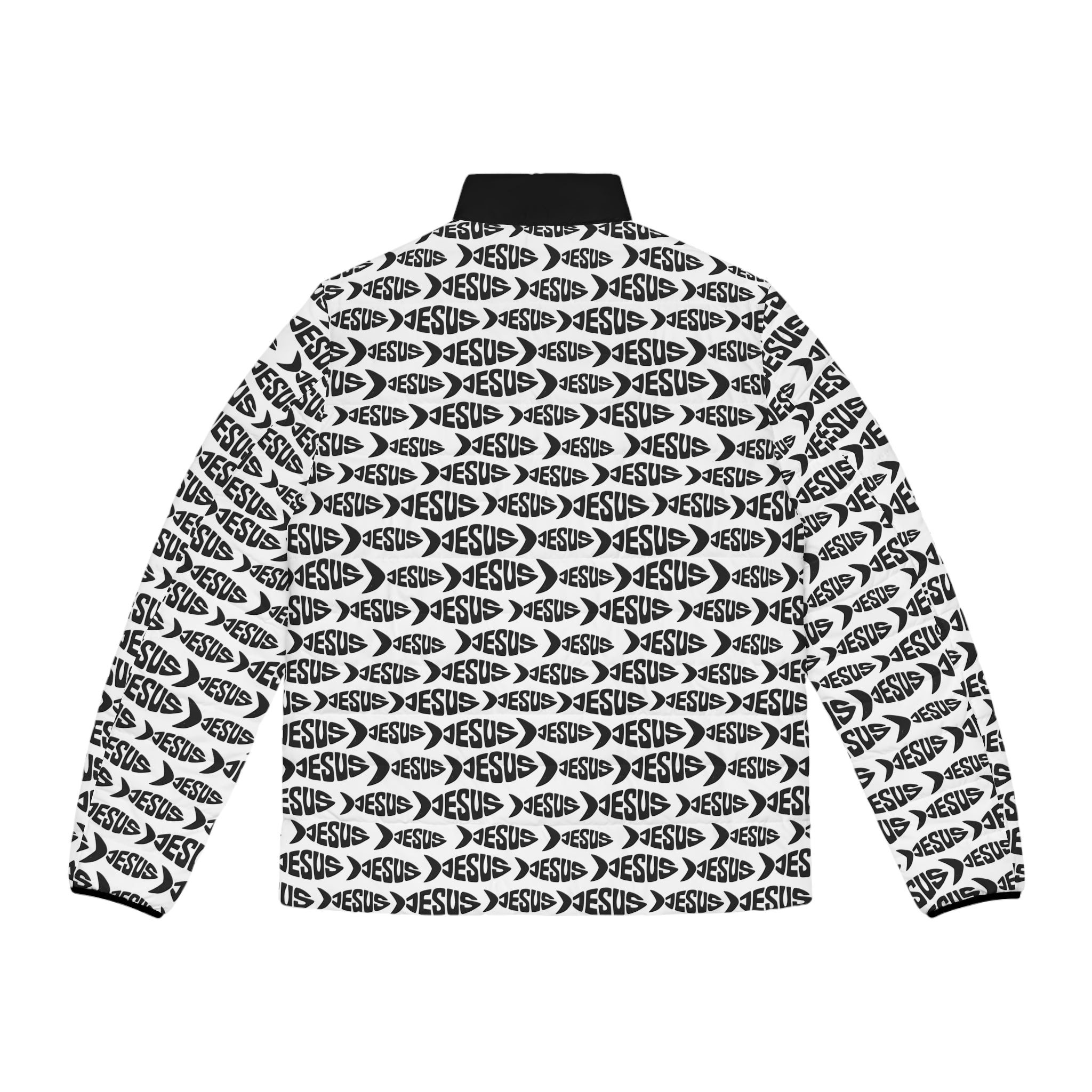 Jesus Fish All‑Over Print Men’s Puffer Jacket
