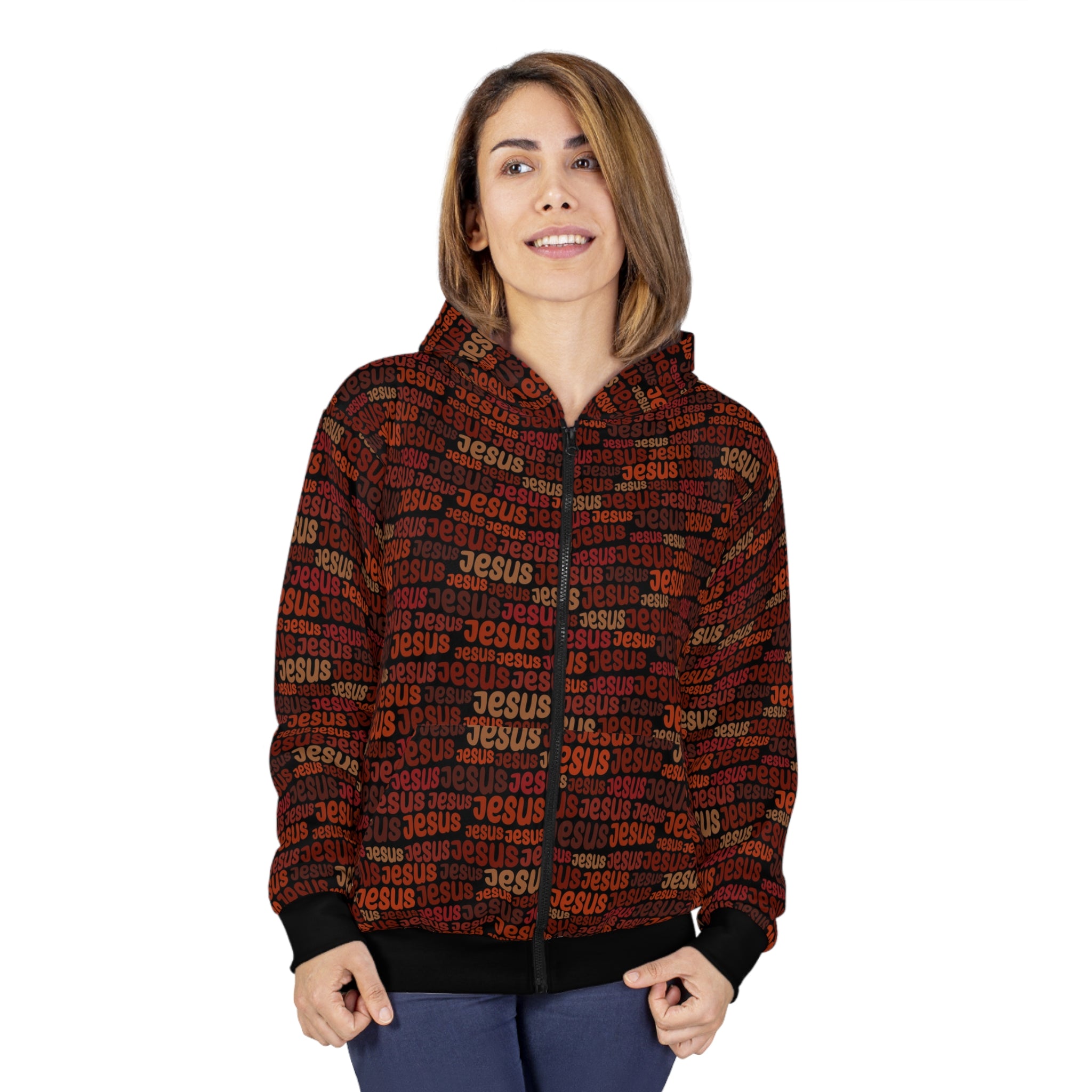 Jesus Pattern Unisex Zip Hoodie