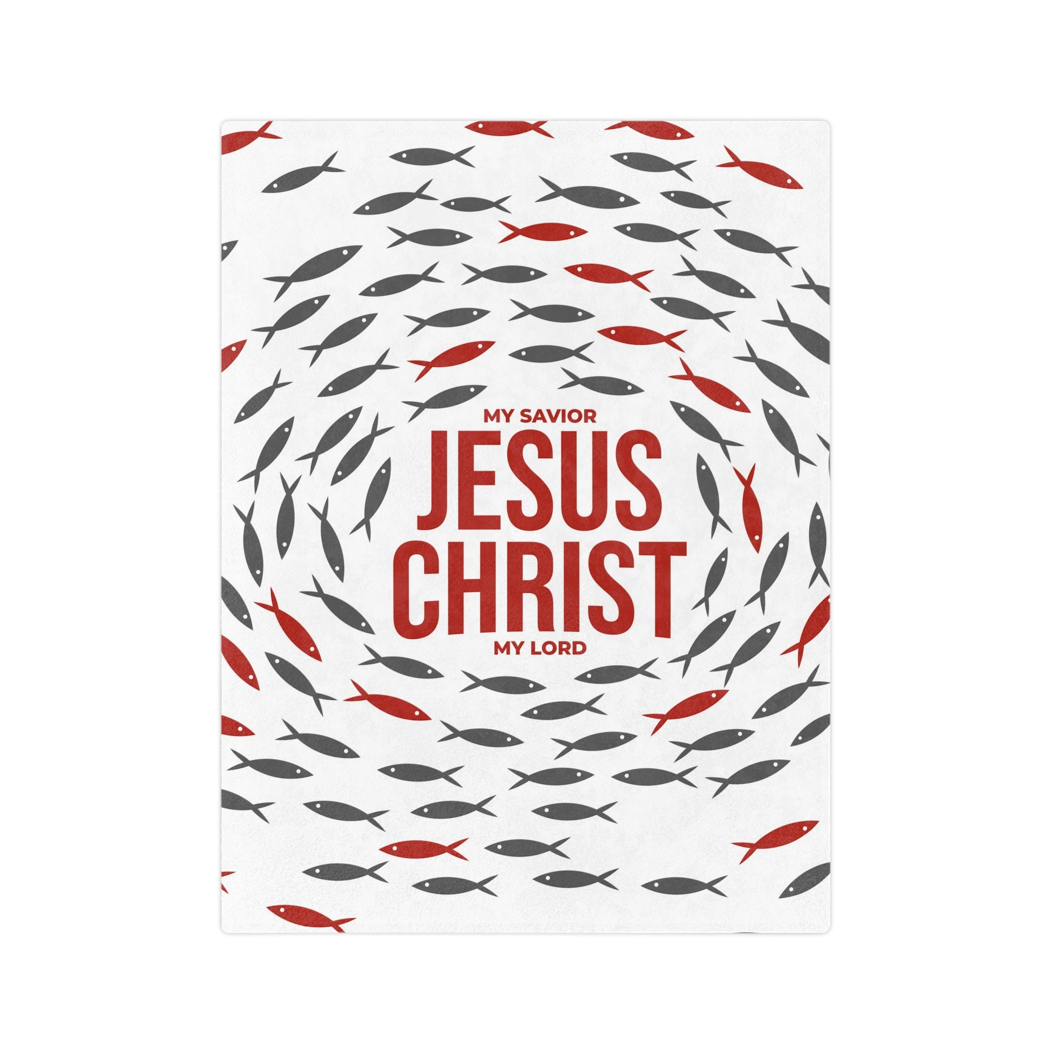 Jesus Christ Fish Pattern Velveteen Blanket