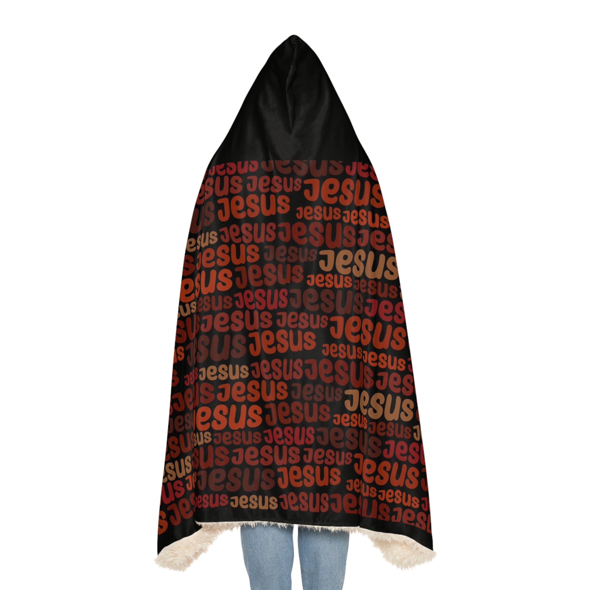 Jesus Pattern Hooded Snuggle Blanket