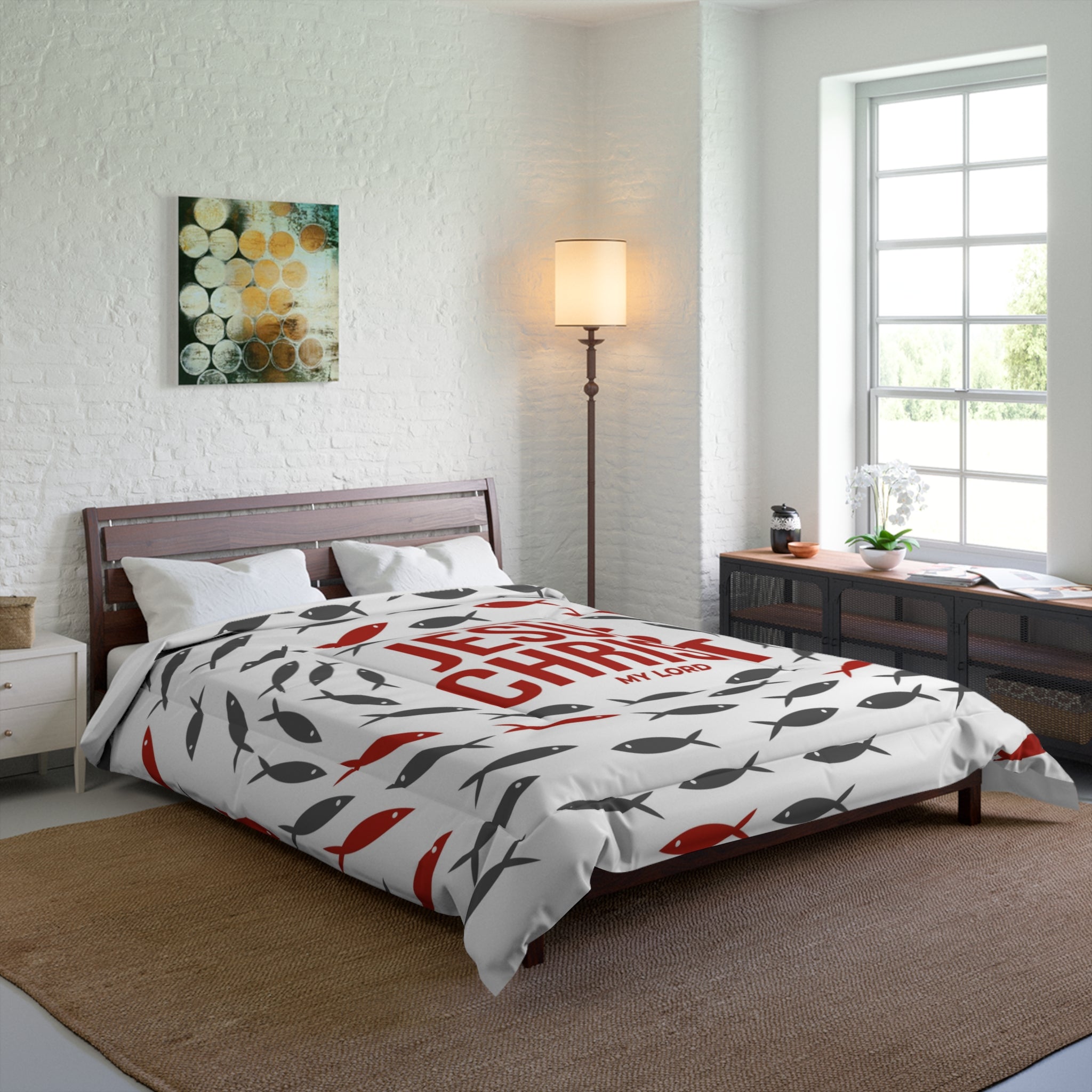 Faith-Inspired Comforter with Jesus Christ Design