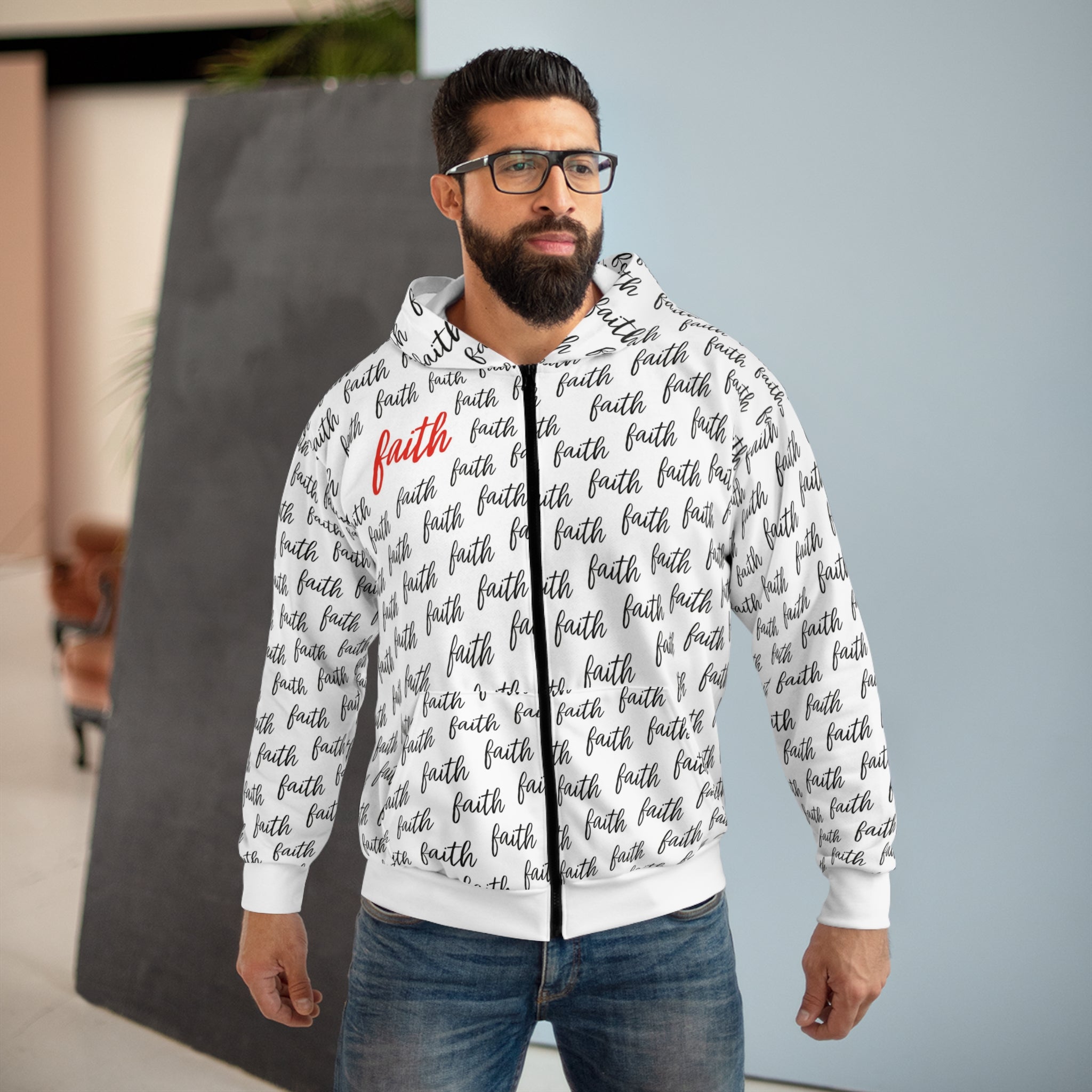 Faith Pattern Unisex Zip Hoodie