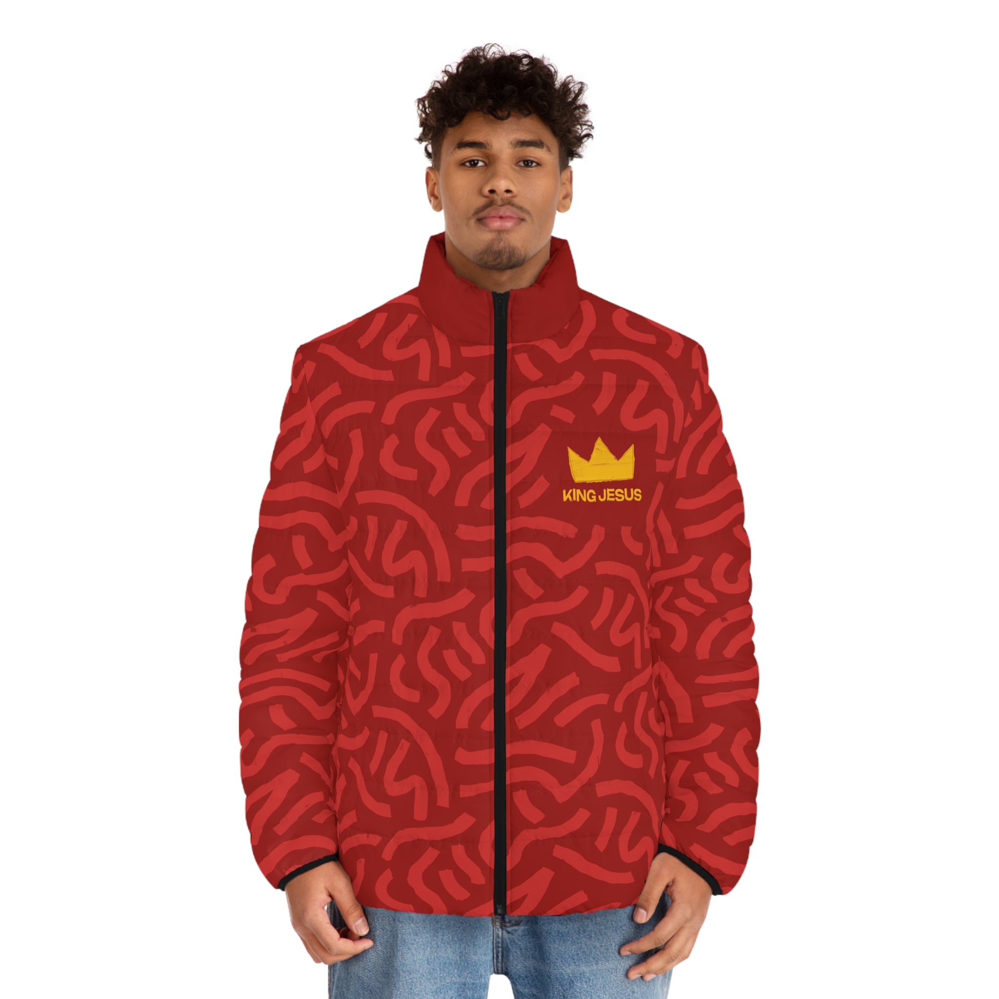 King Jesus Men’s Red Puffer Jacket