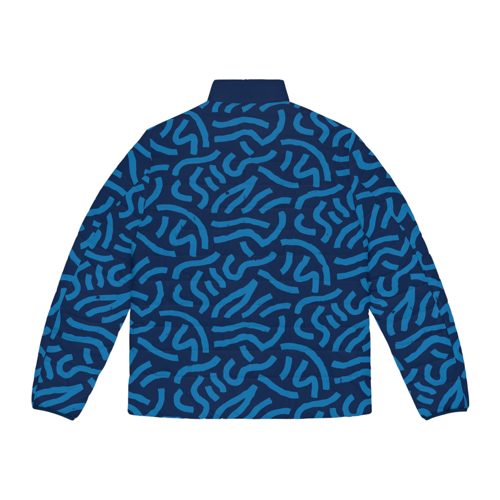 King Jesus Men’s Blue All‑Over Print Puffer Jacket