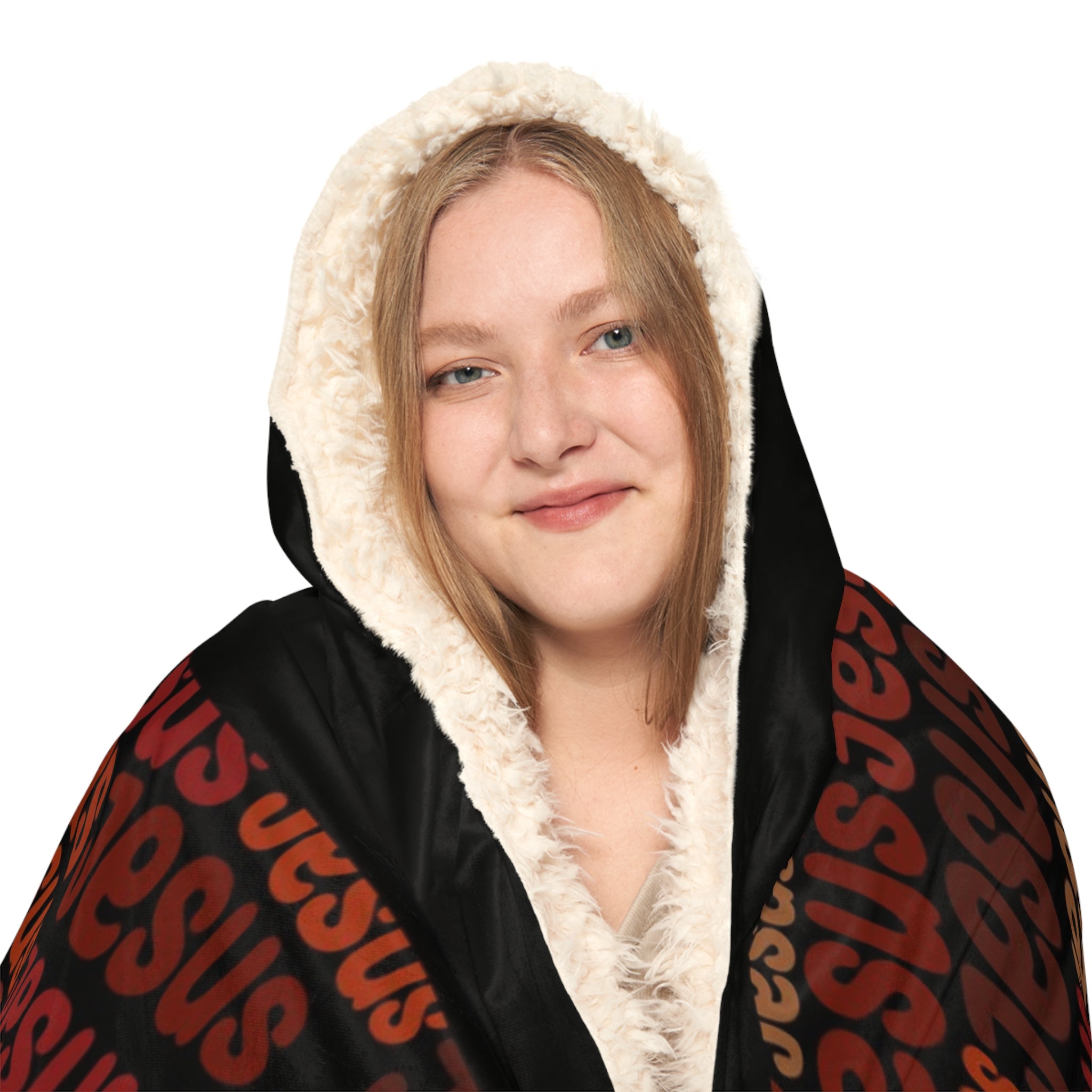 Jesus Pattern Hooded Snuggle Blanket