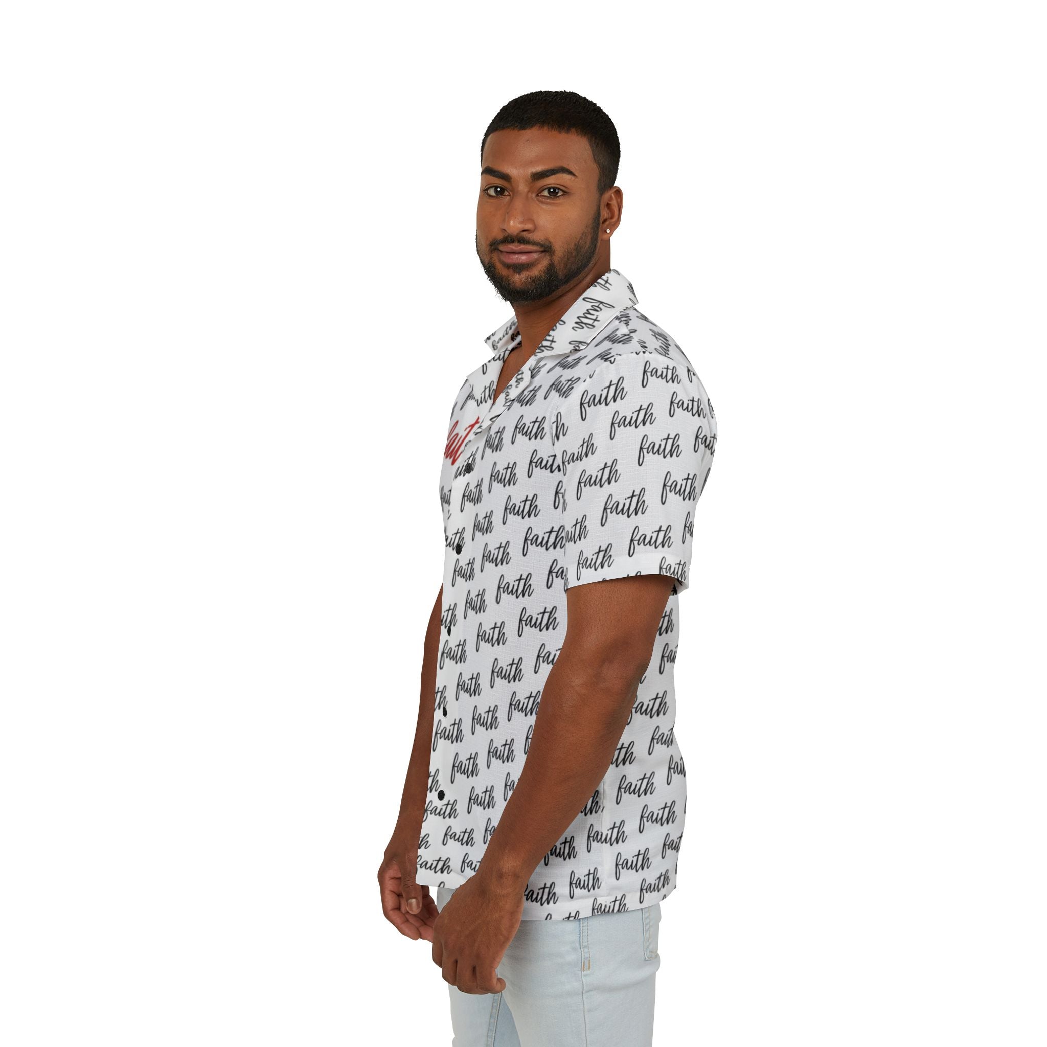 Men’s Faith Text Hawaiian Camp Shirt 