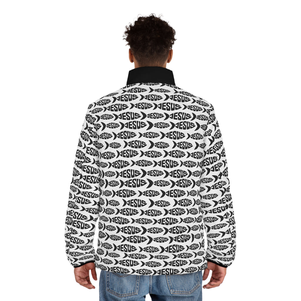 Jesus Fish All‑Over Print Men’s Puffer Jacket