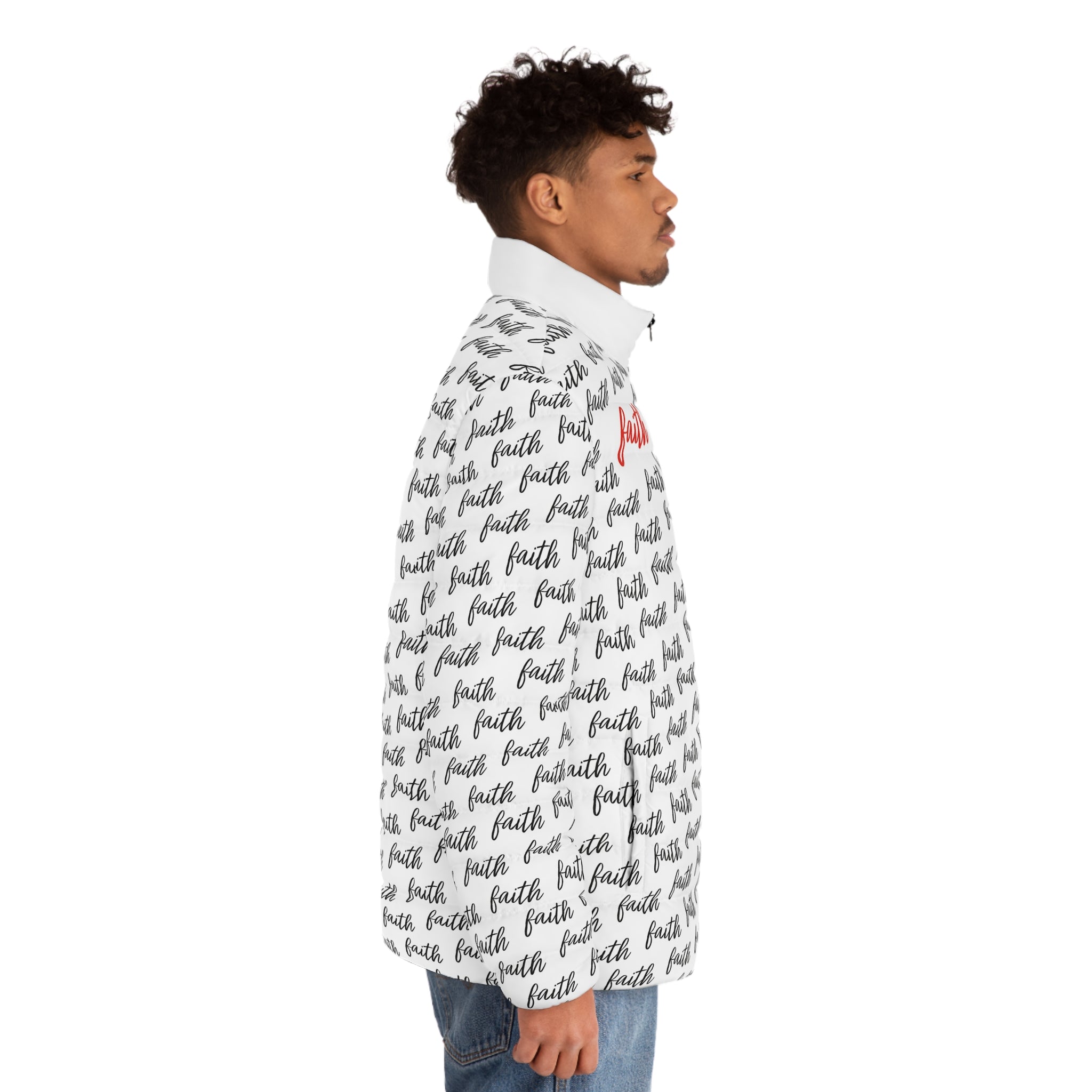 Men’s Faith‑Print Puffer Jacket